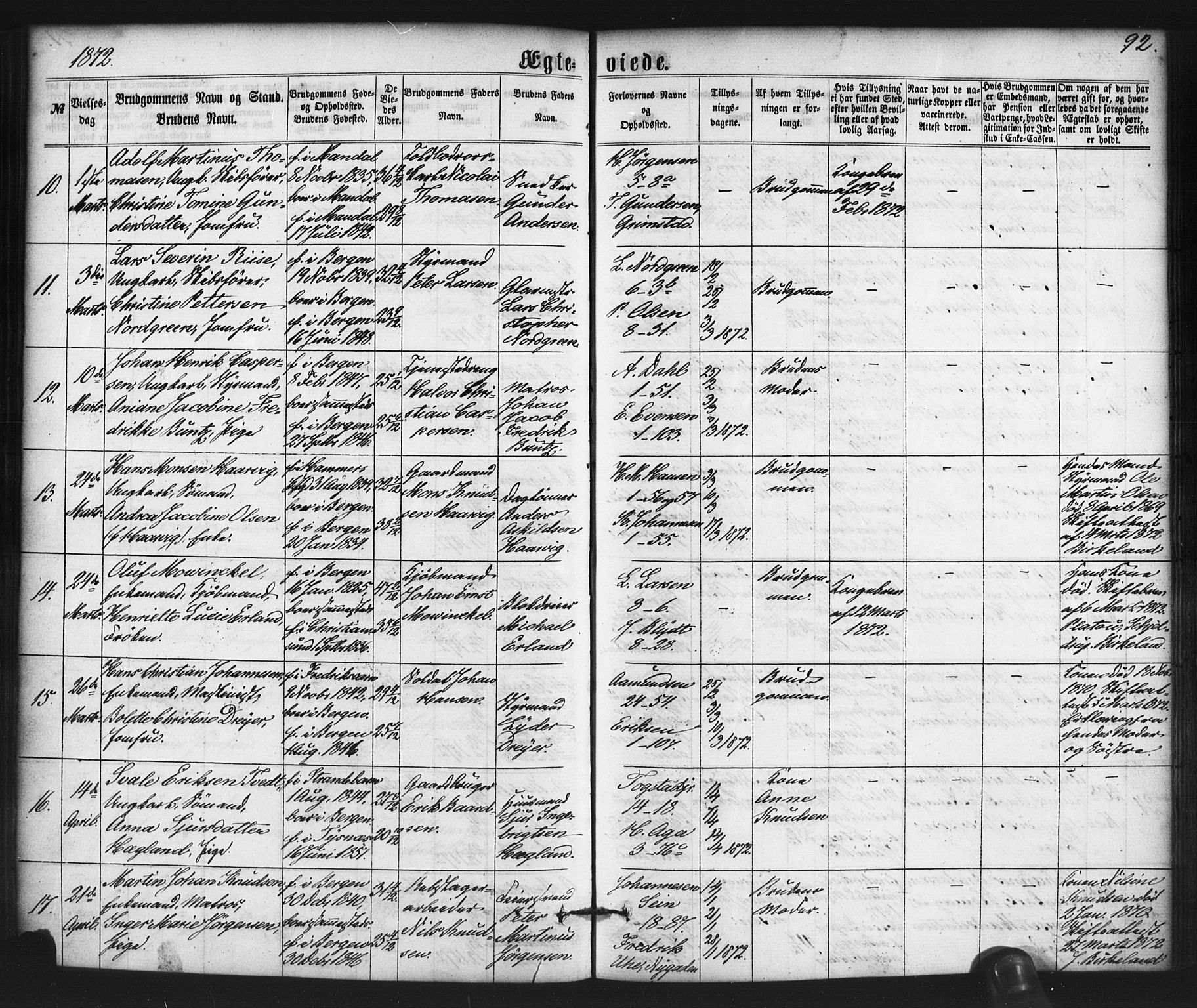 Nykirken Sokneprestembete, SAB/A-77101/H/Haa/L0032: Parish register (official) no. D 2, 1861-1883, p. 92