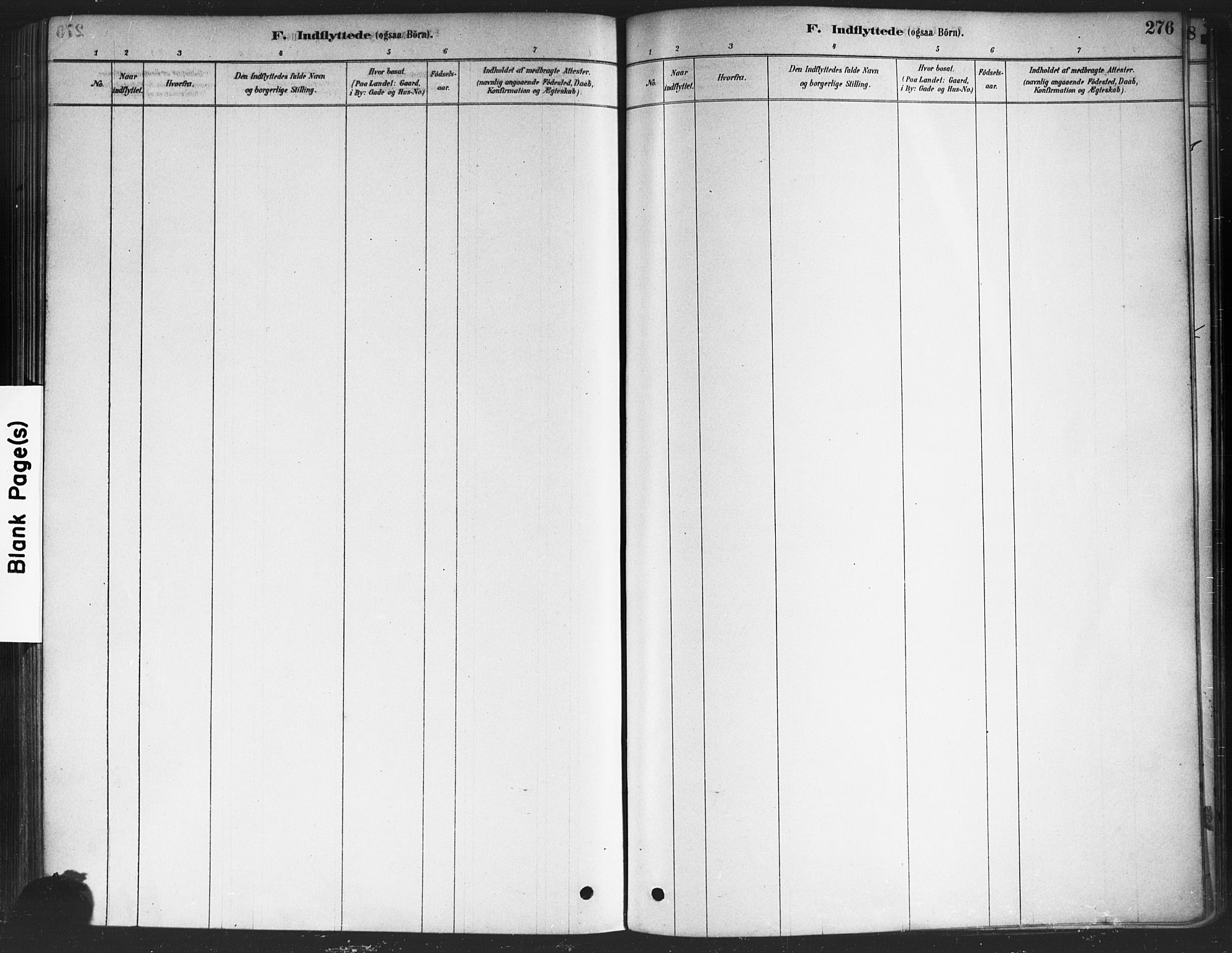 Drøbak prestekontor Kirkebøker, SAO/A-10142a/F/Fc/L0002: Parish register (official) no. III 2, 1878-1891, p. 276