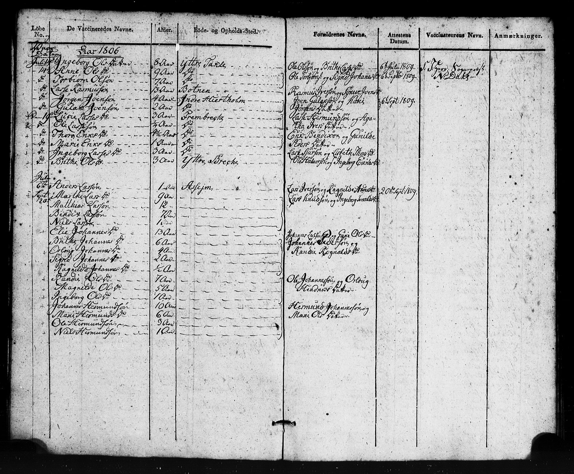 Gulen sokneprestembete, AV/SAB-A-80201/H/Haa/Haaa/L0024: Parish register (official) no. A 24, 1806-1821, p. 5