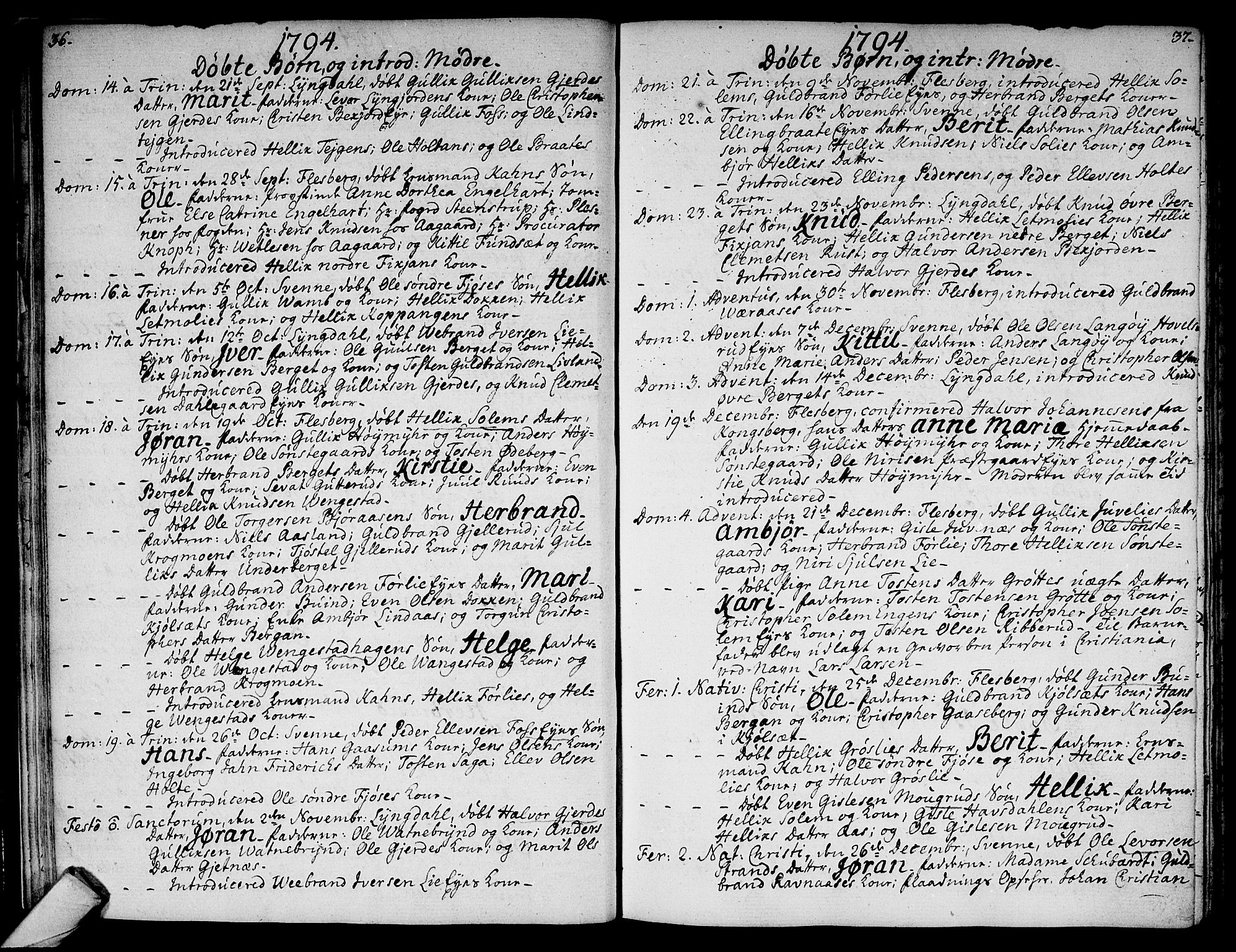 Flesberg kirkebøker, AV/SAKO-A-18/F/Fa/L0004: Parish register (official) no. I 4, 1788-1815, p. 36-37