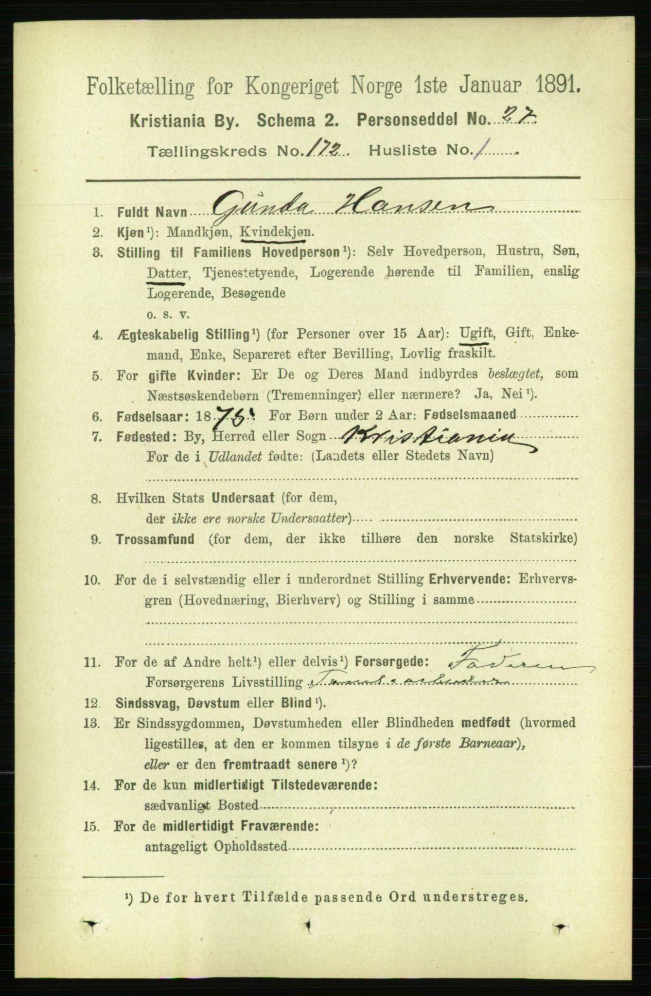 RA, 1891 census for 0301 Kristiania, 1891, p. 101708