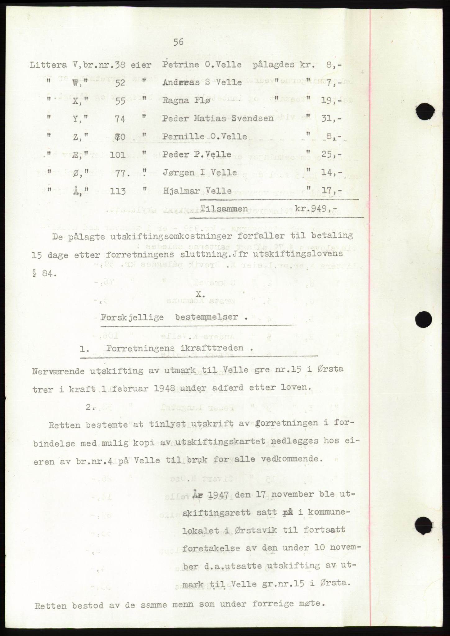 Søre Sunnmøre sorenskriveri, AV/SAT-A-4122/1/2/2C/L0081: Mortgage book no. 7A, 1947-1948, Diary no: : 100/1948