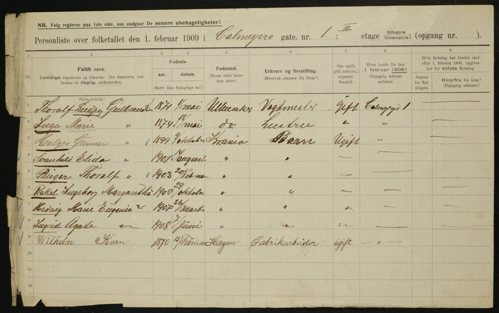 OBA, Municipal Census 1909 for Kristiania, 1909, p. 10223