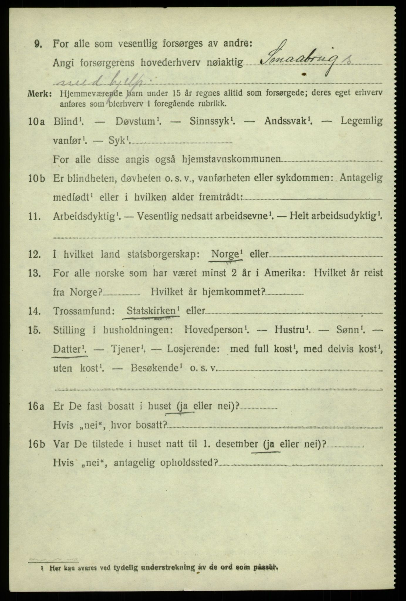 SAB, 1920 census for Sund, 1920, p. 5300