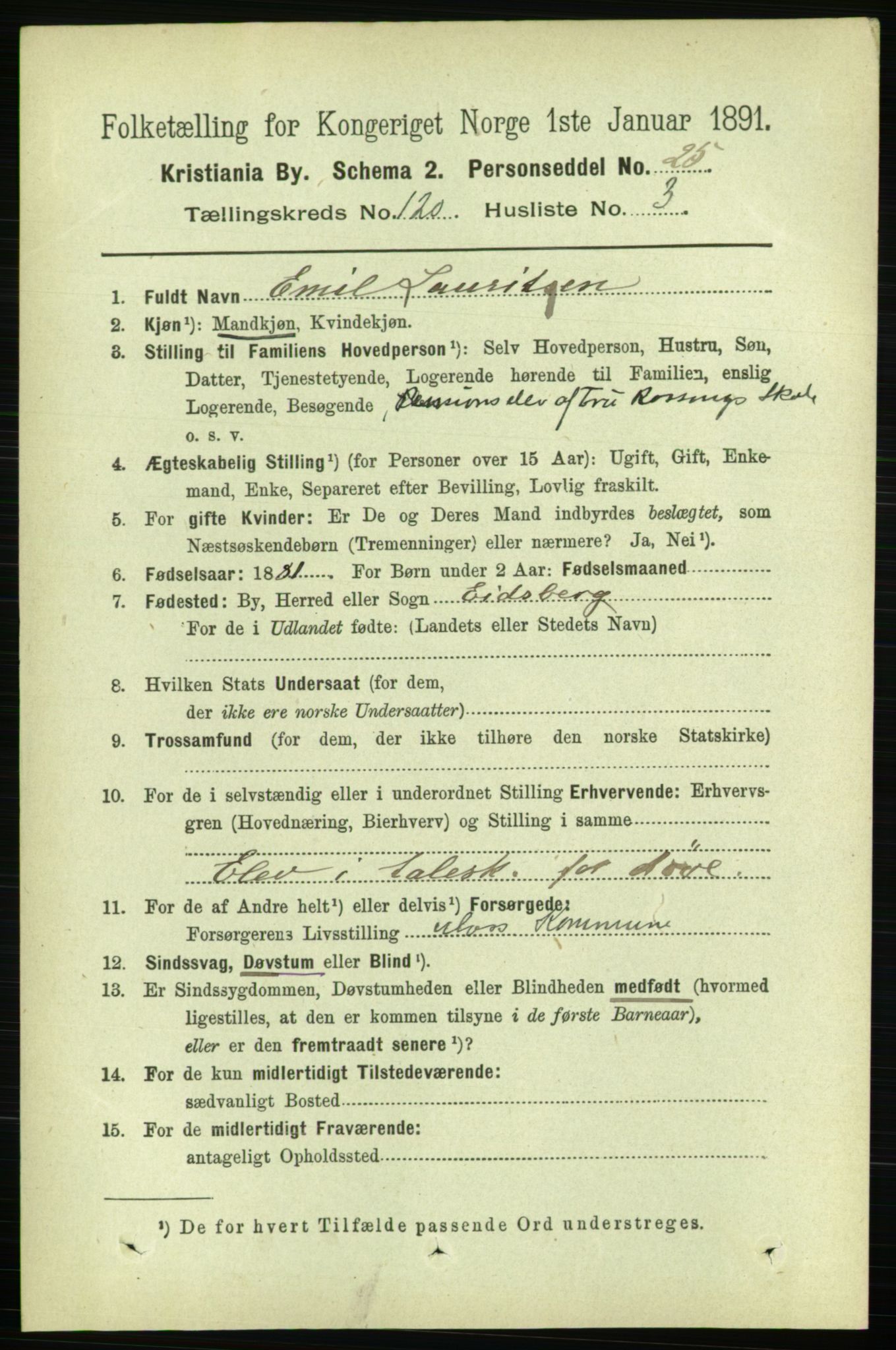 RA, 1891 census for 0301 Kristiania, 1891, p. 64027