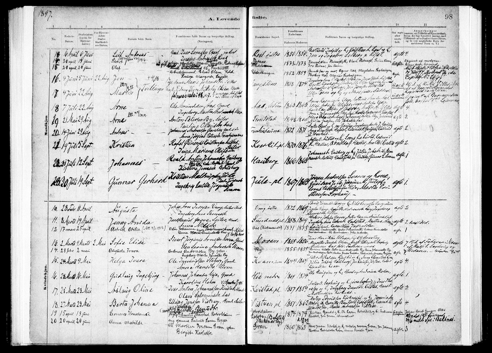 Ministerialprotokoller, klokkerbøker og fødselsregistre - Nord-Trøndelag, SAT/A-1458/730/L0285: Parish register (official) no. 730A10, 1879-1914, p. 98