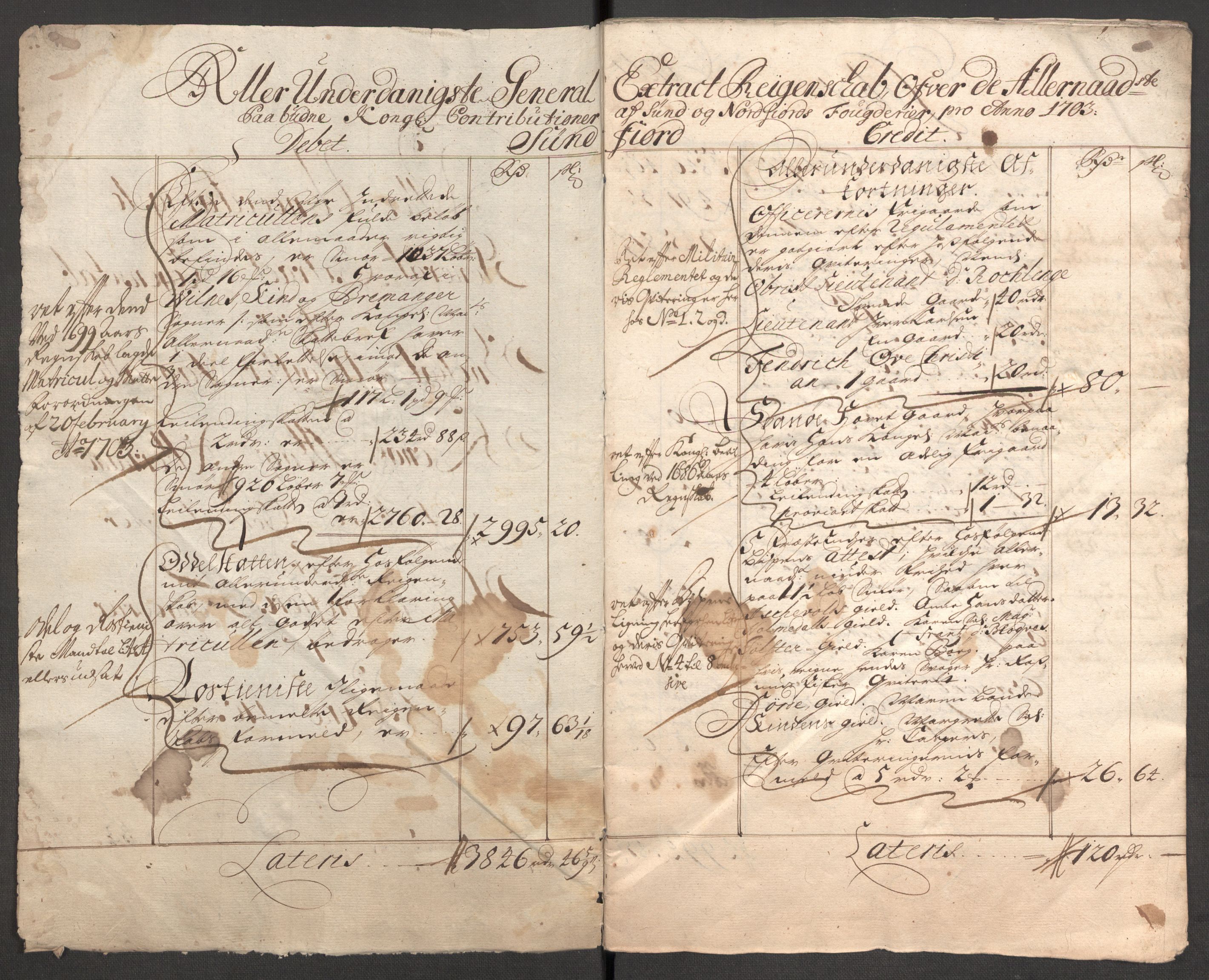 Rentekammeret inntil 1814, Reviderte regnskaper, Fogderegnskap, RA/EA-4092/R53/L3427: Fogderegnskap Sunn- og Nordfjord, 1703, p. 5