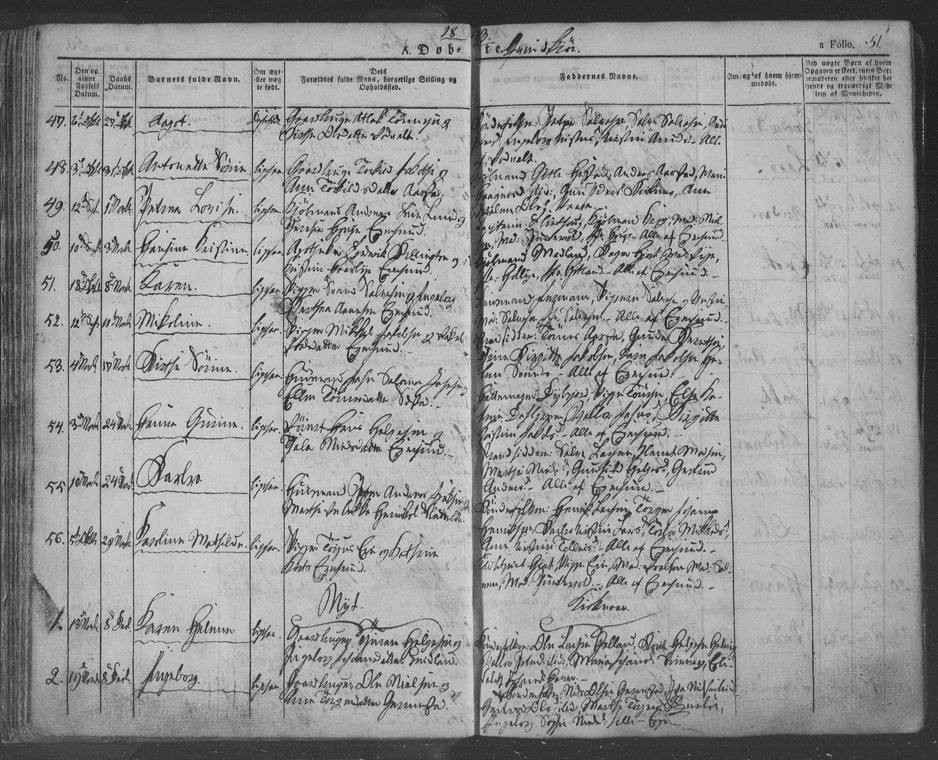 Eigersund sokneprestkontor, AV/SAST-A-101807/S08/L0009: Parish register (official) no. A 9, 1827-1850, p. 51