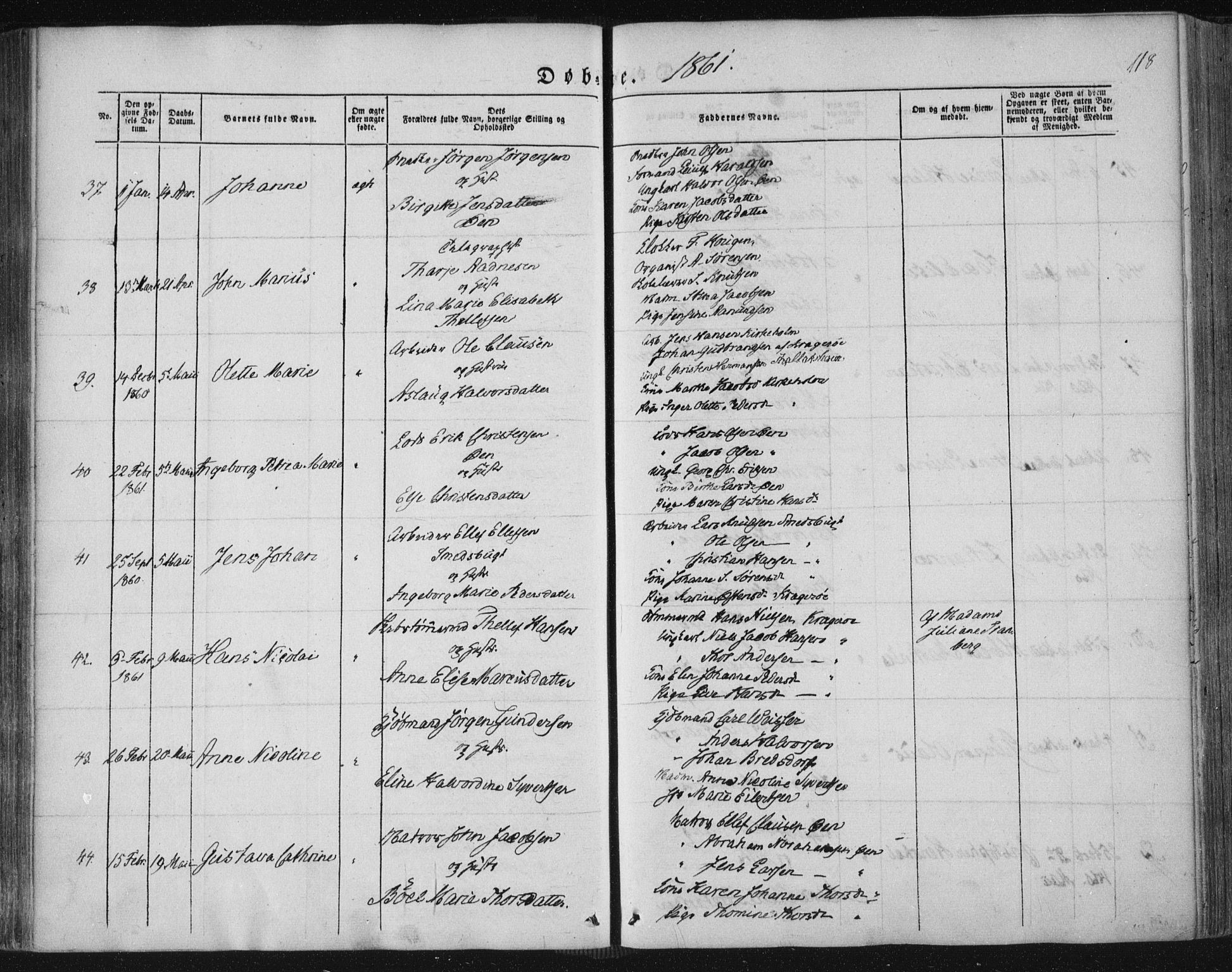 Kragerø kirkebøker, AV/SAKO-A-278/F/Fa/L0006: Parish register (official) no. 6, 1847-1861, p. 118