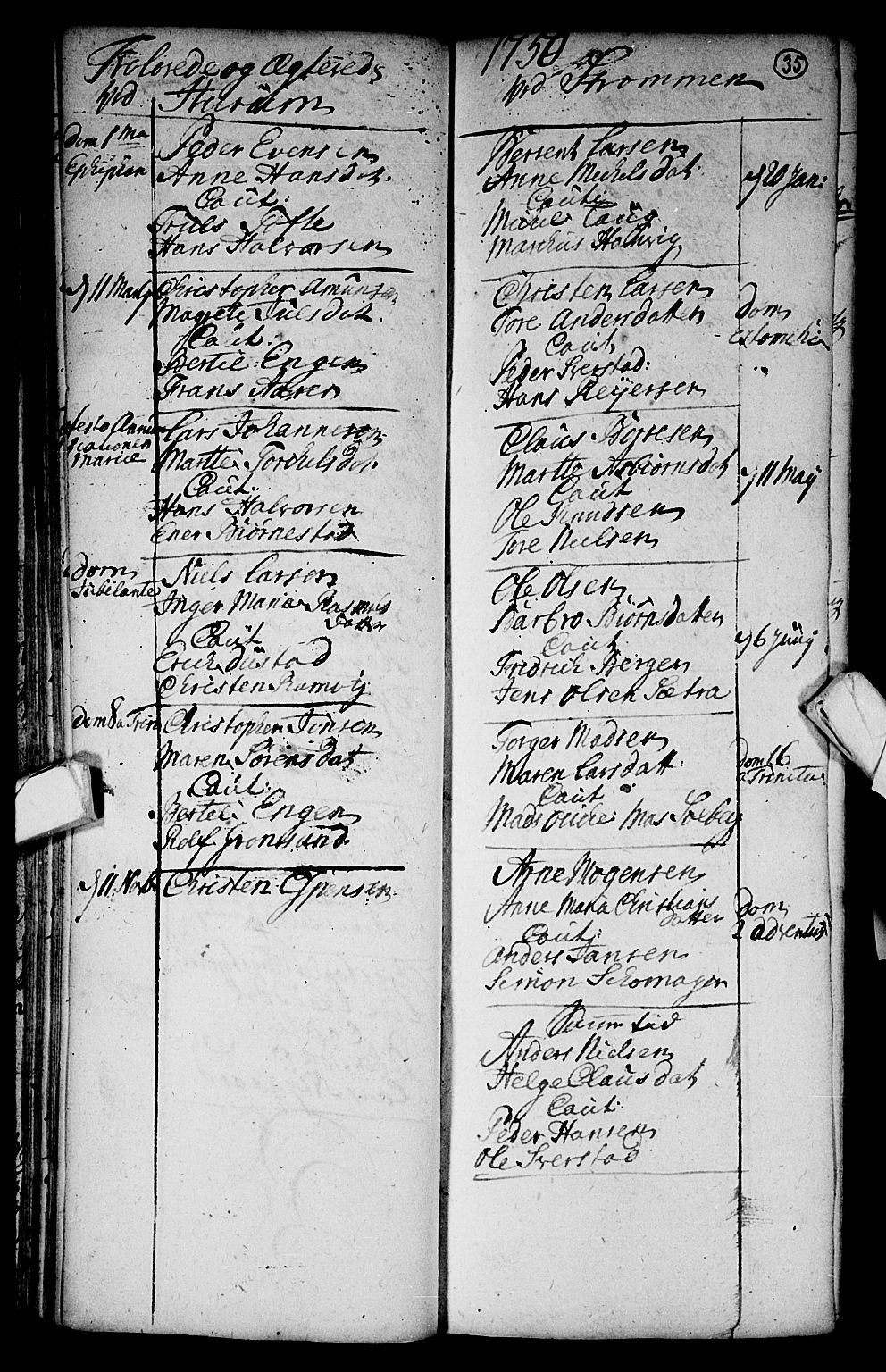 Hurum kirkebøker, SAKO/A-229/F/Fa/L0003: Parish register (official) no. 3, 1733-1757, p. 35