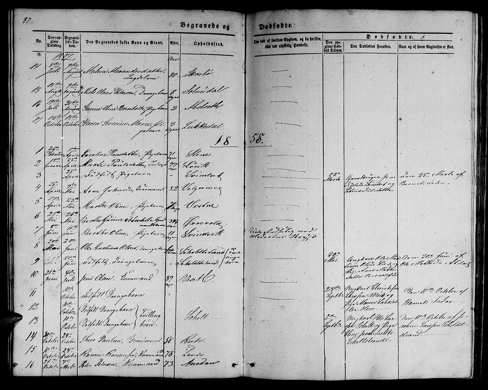 Ministerialprotokoller, klokkerbøker og fødselsregistre - Møre og Romsdal, AV/SAT-A-1454/522/L0324: Parish register (copy) no. 522C03, 1854-1871, p. 87