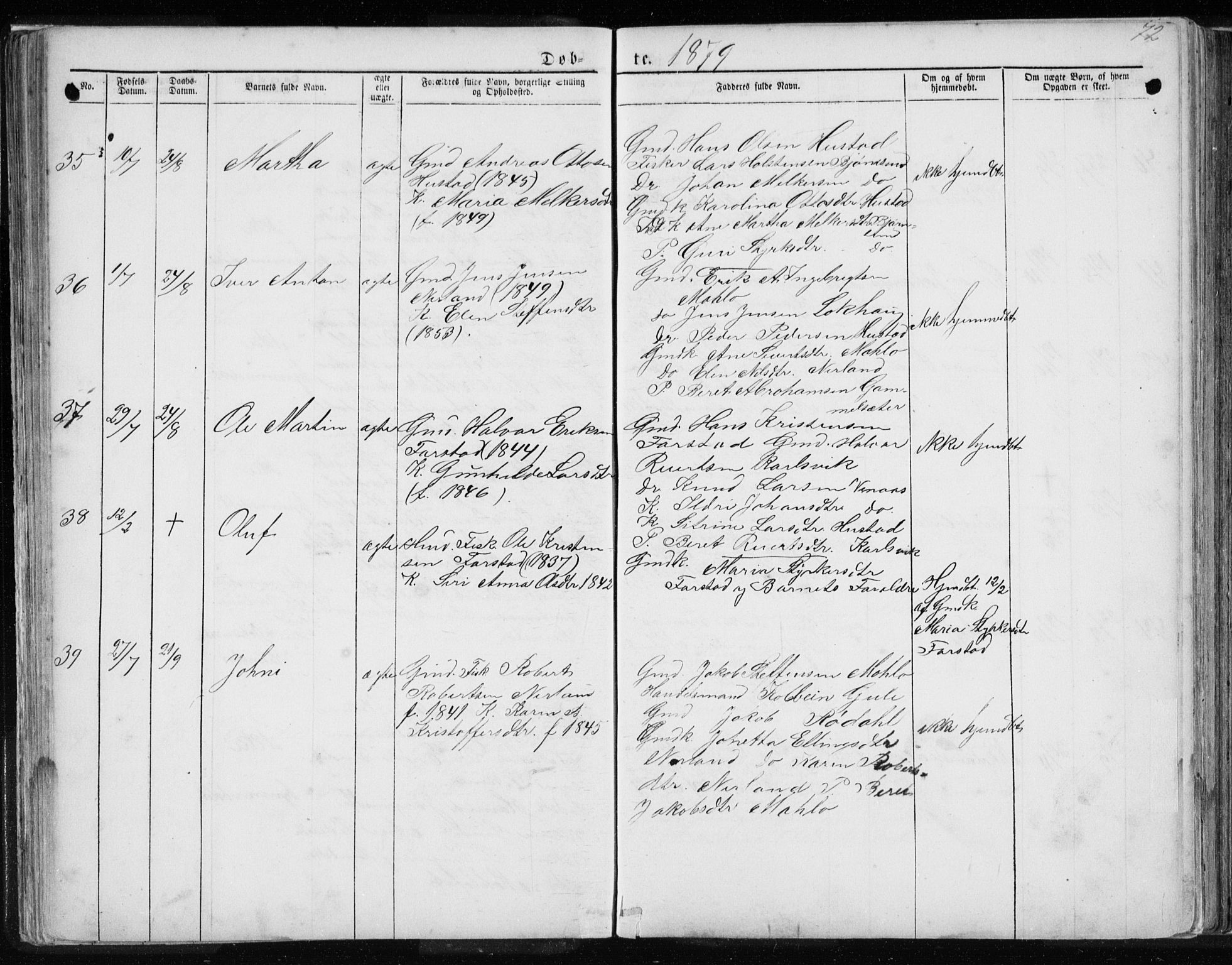 Ministerialprotokoller, klokkerbøker og fødselsregistre - Møre og Romsdal, AV/SAT-A-1454/567/L0782: Parish register (copy) no. 567C02, 1867-1886, p. 72