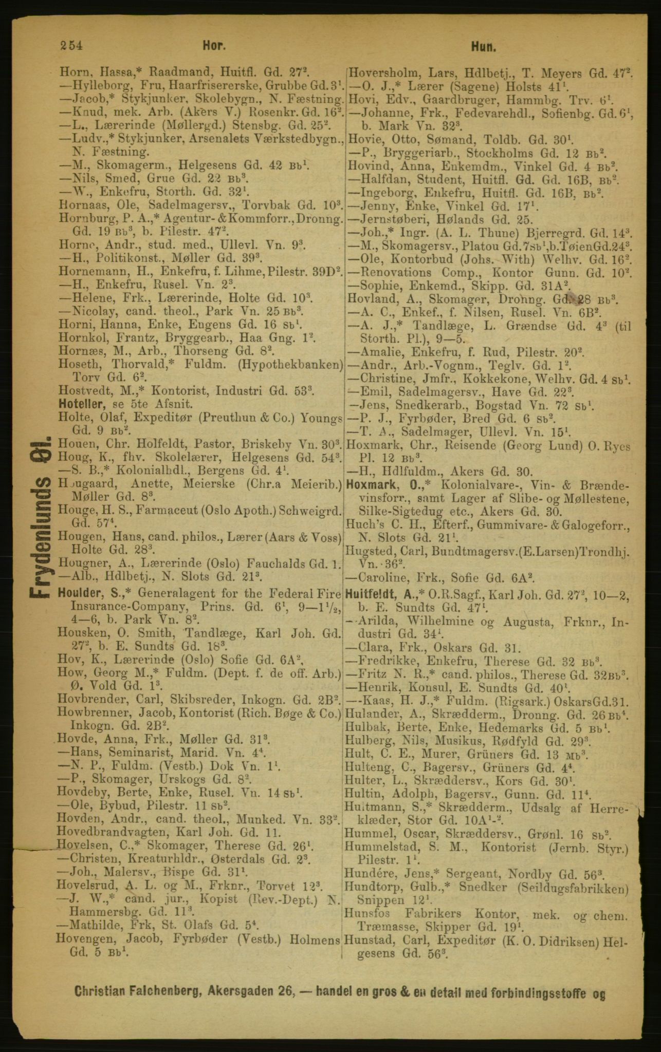 Kristiania/Oslo adressebok, PUBL/-, 1889, p. 254