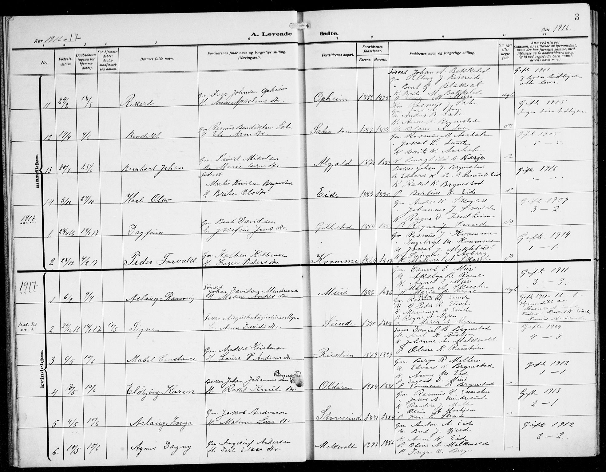 Innvik sokneprestembete, AV/SAB-A-80501: Parish register (copy) no. B 5, 1915-1943, p. 3