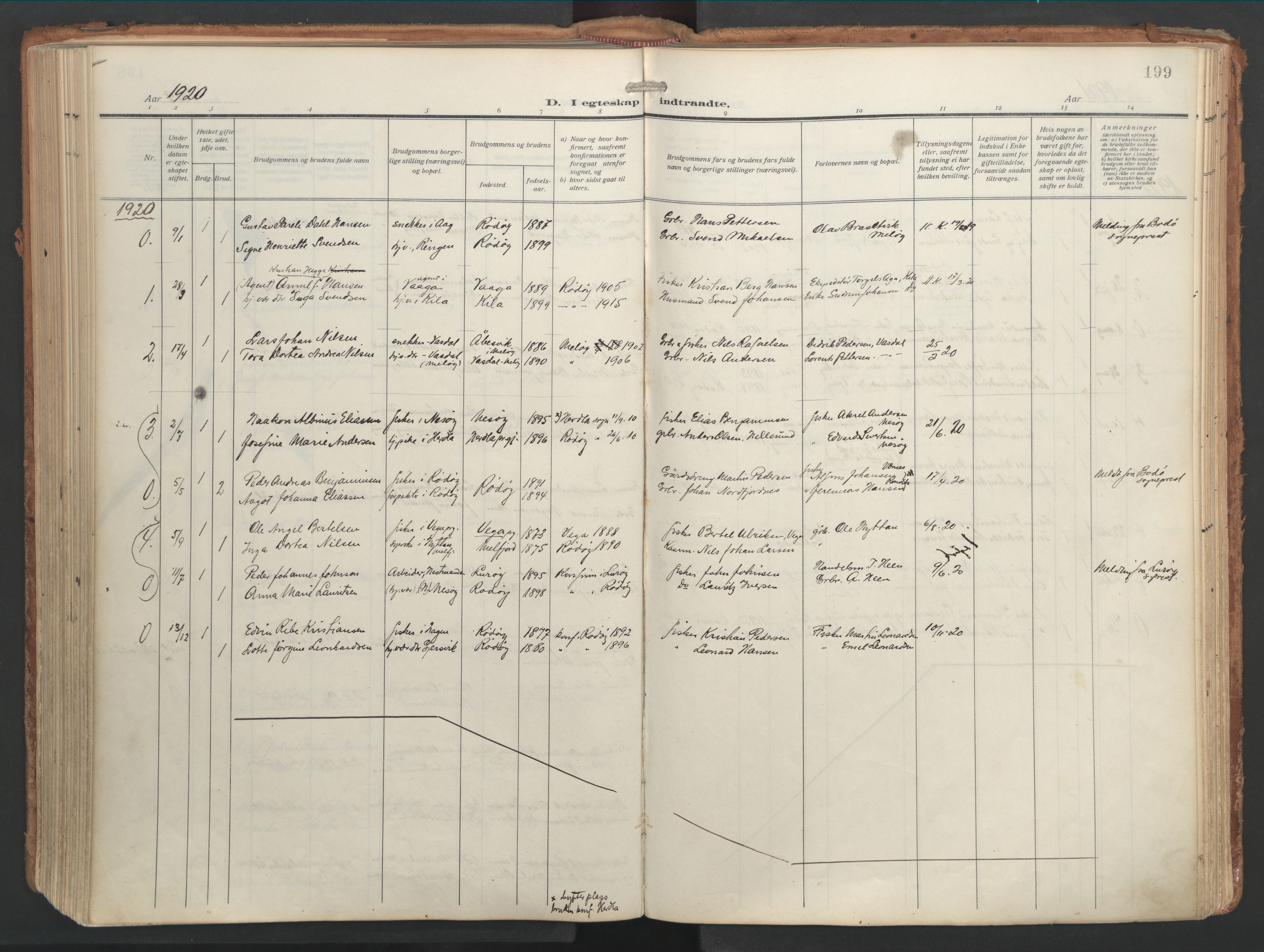 Ministerialprotokoller, klokkerbøker og fødselsregistre - Nordland, SAT/A-1459/841/L0614: Parish register (official) no. 841A17, 1911-1925, p. 199
