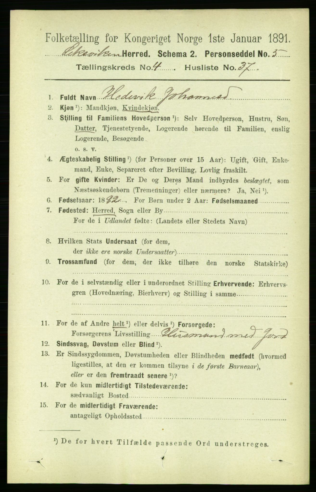 RA, 1891 census for 1718 Leksvik, 1891, p. 2134