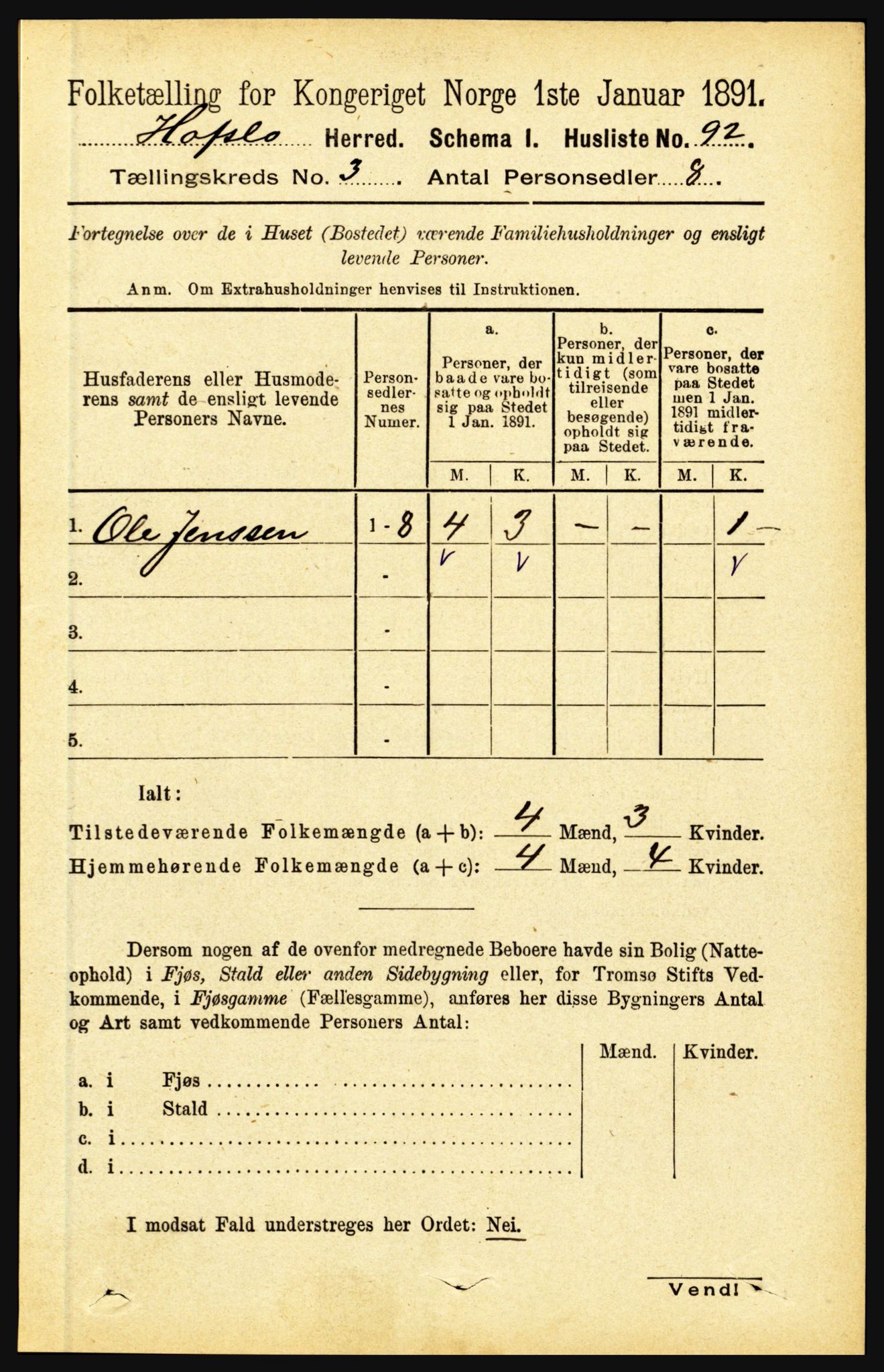 RA, 1891 census for 1425 Hafslo, 1891, p. 972