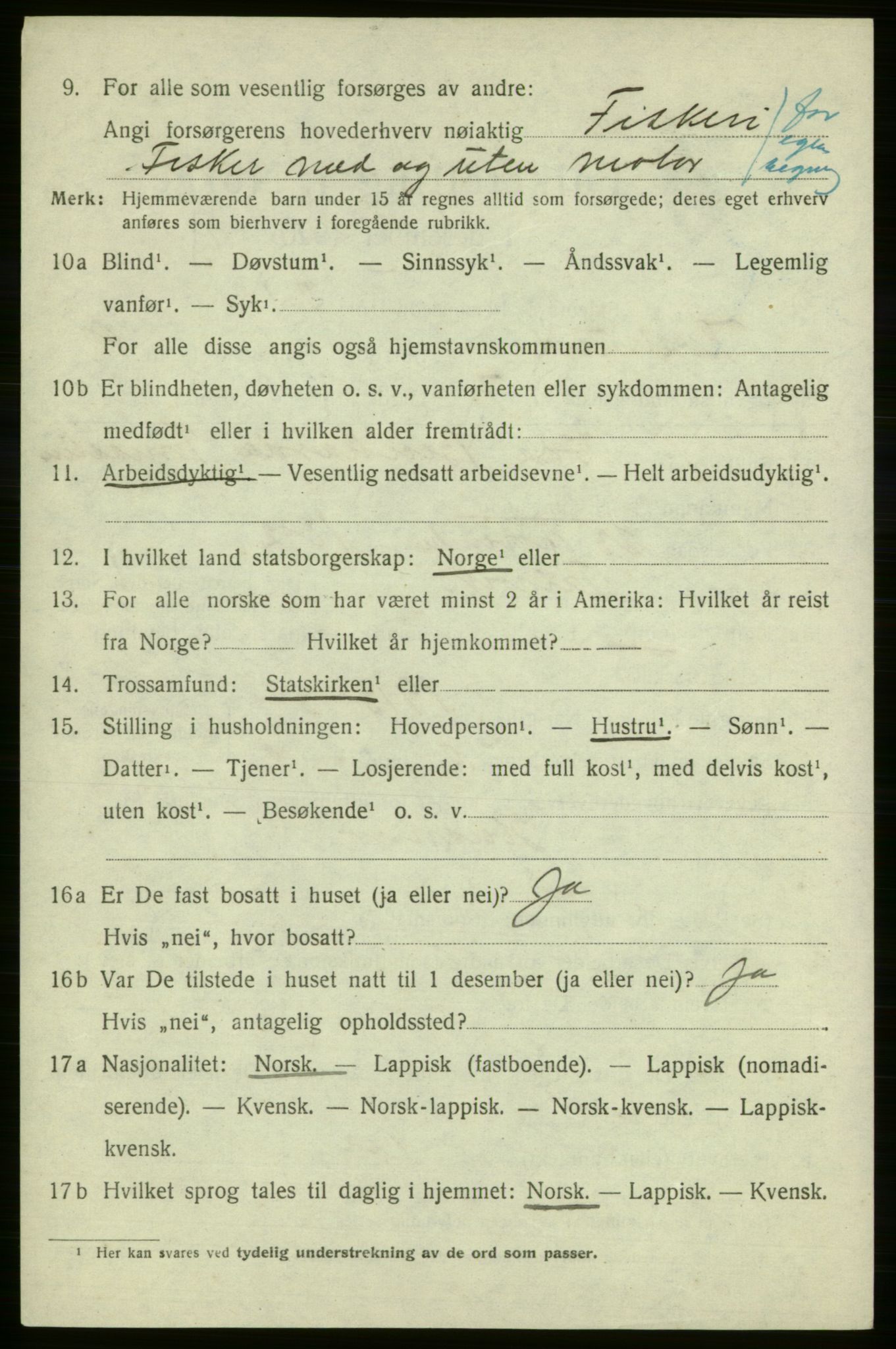 SATØ, 1920 census for , 1920, p. 2845