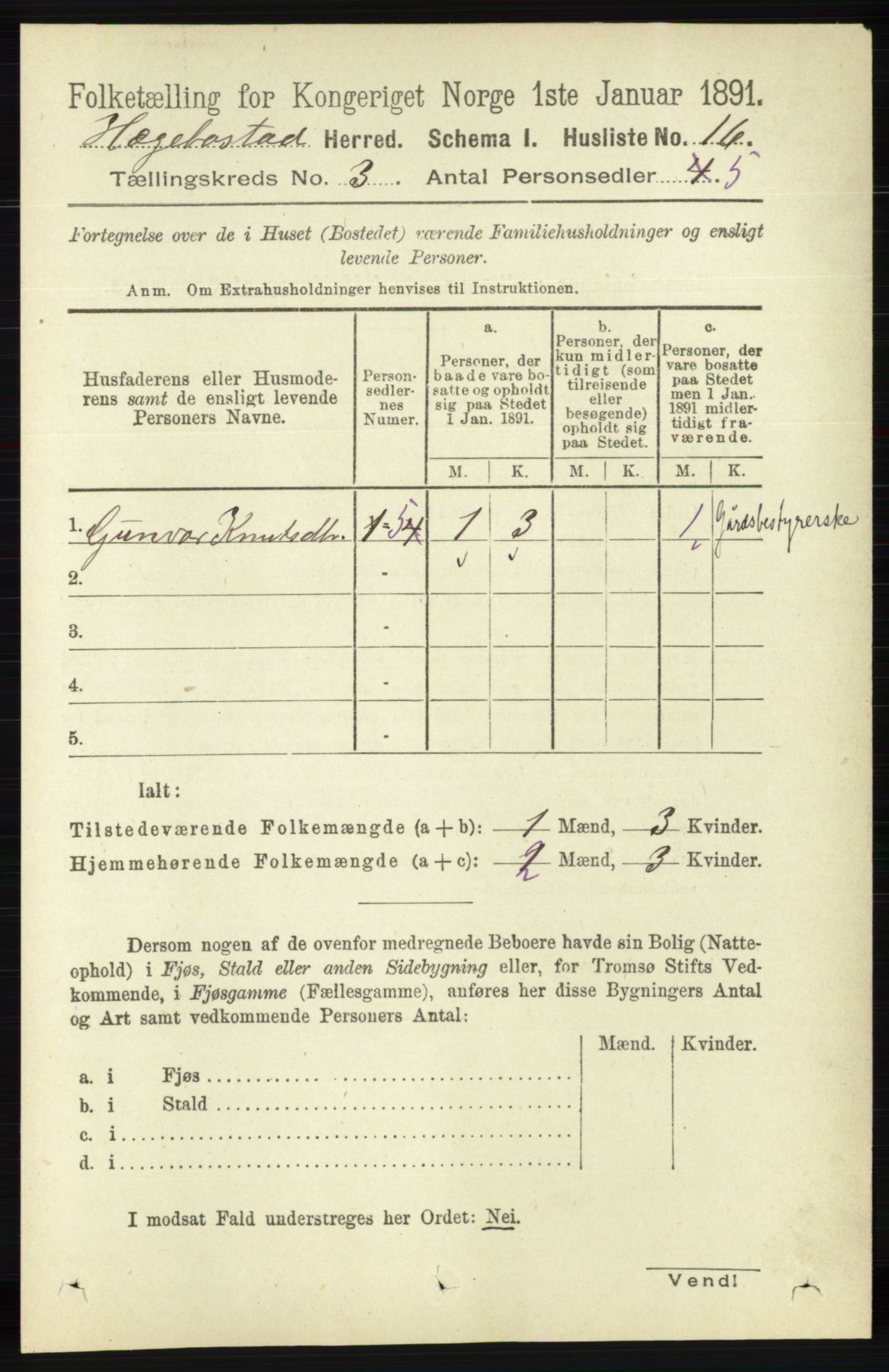 RA, 1891 census for 1034 Hægebostad, 1891, p. 833