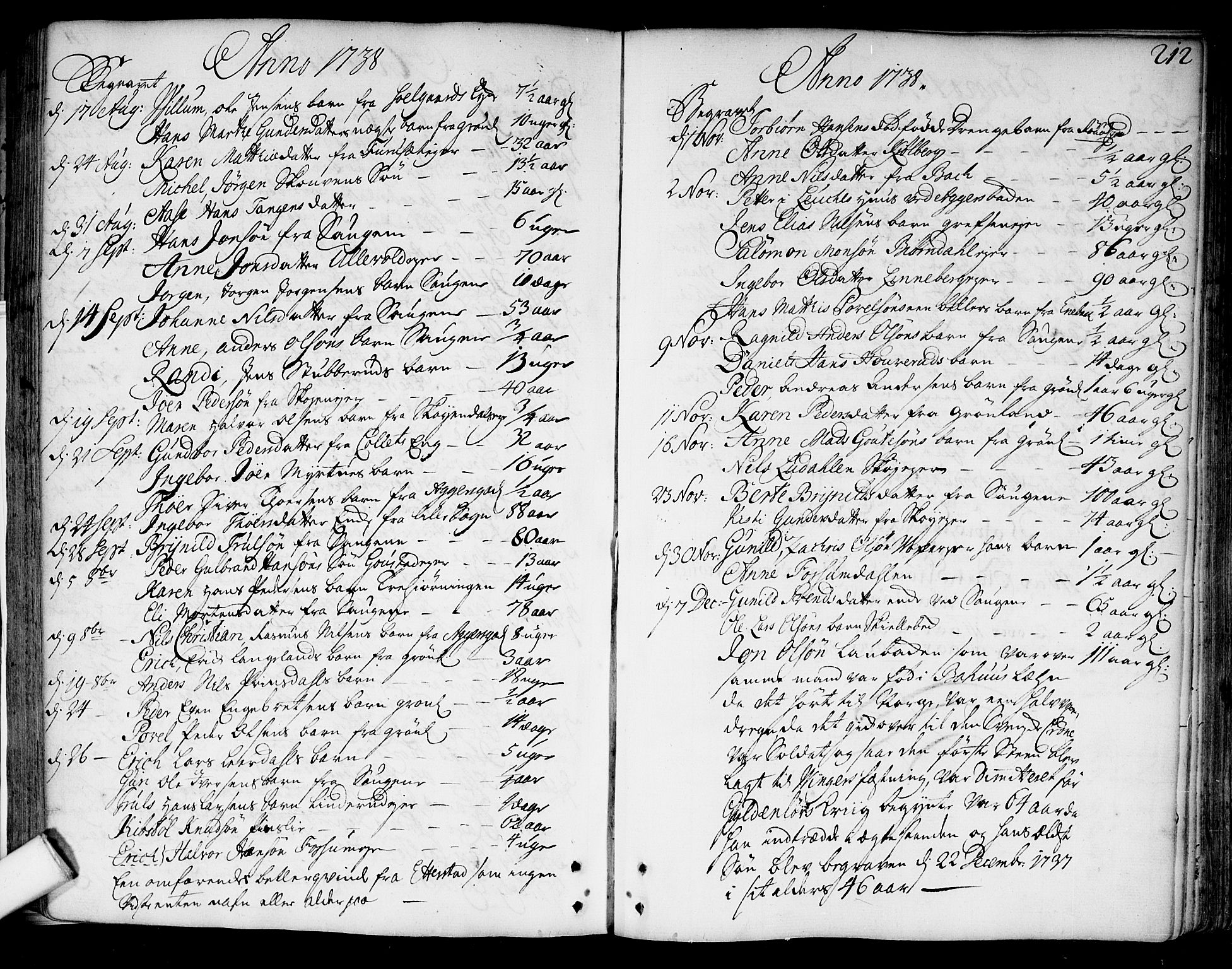Aker prestekontor kirkebøker, AV/SAO-A-10861/F/L0007: Parish register (official) no. 7, 1734-1748, p. 212