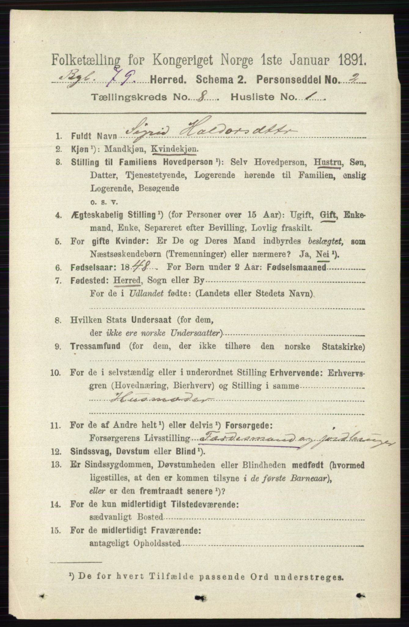 RA, 1891 census for 0520 Ringebu, 1891, p. 3677