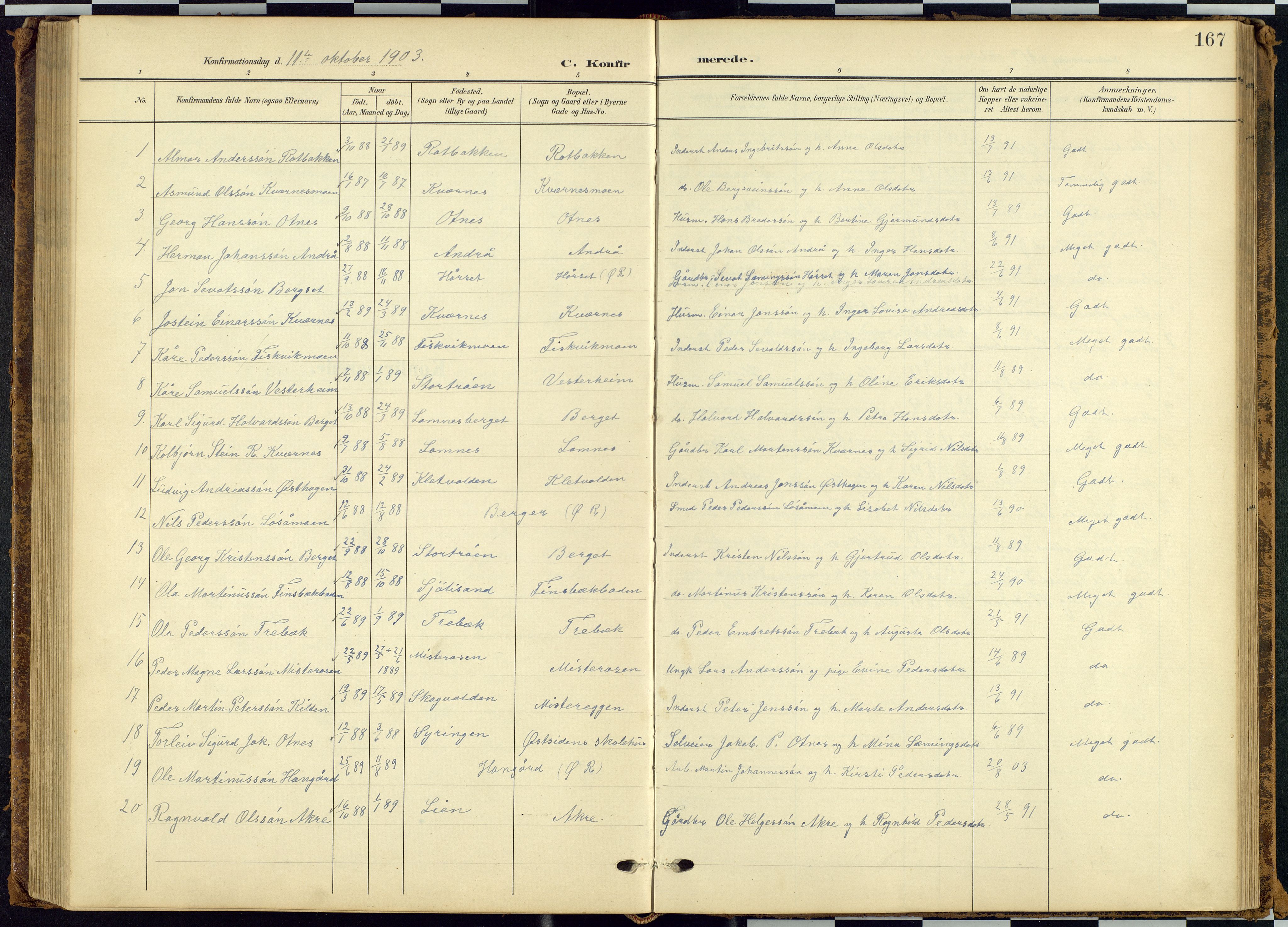 Rendalen prestekontor, AV/SAH-PREST-054/H/Ha/Hab/L0010: Parish register (copy) no. 10, 1903-1940, p. 167