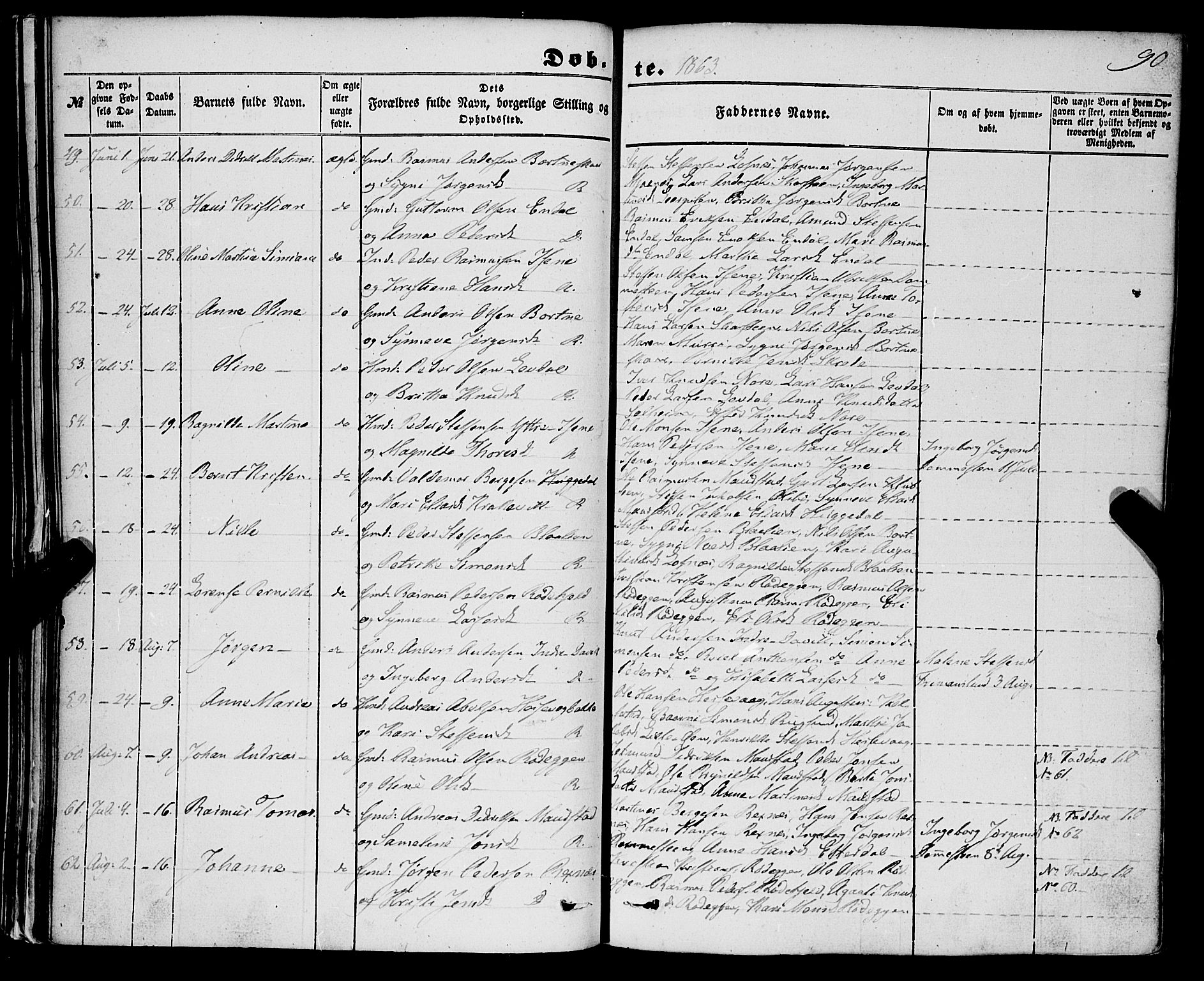 Davik sokneprestembete, AV/SAB-A-79701/H/Haa/Haaa/L0005: Parish register (official) no. A 5, 1850-1866, p. 90