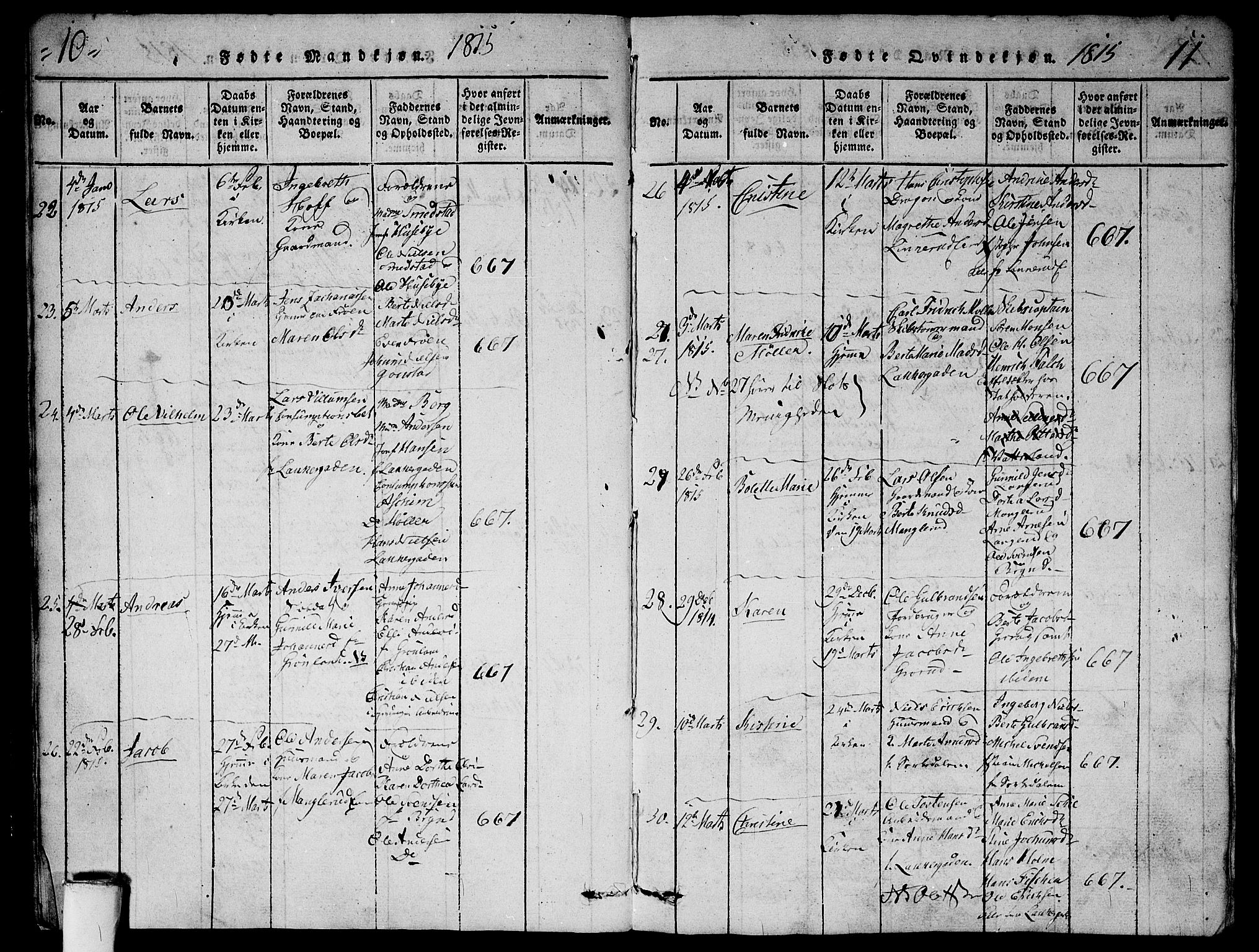 Aker prestekontor kirkebøker, SAO/A-10861/G/L0002: Parish register (copy) no. 2, 1815-1819, p. 10-11