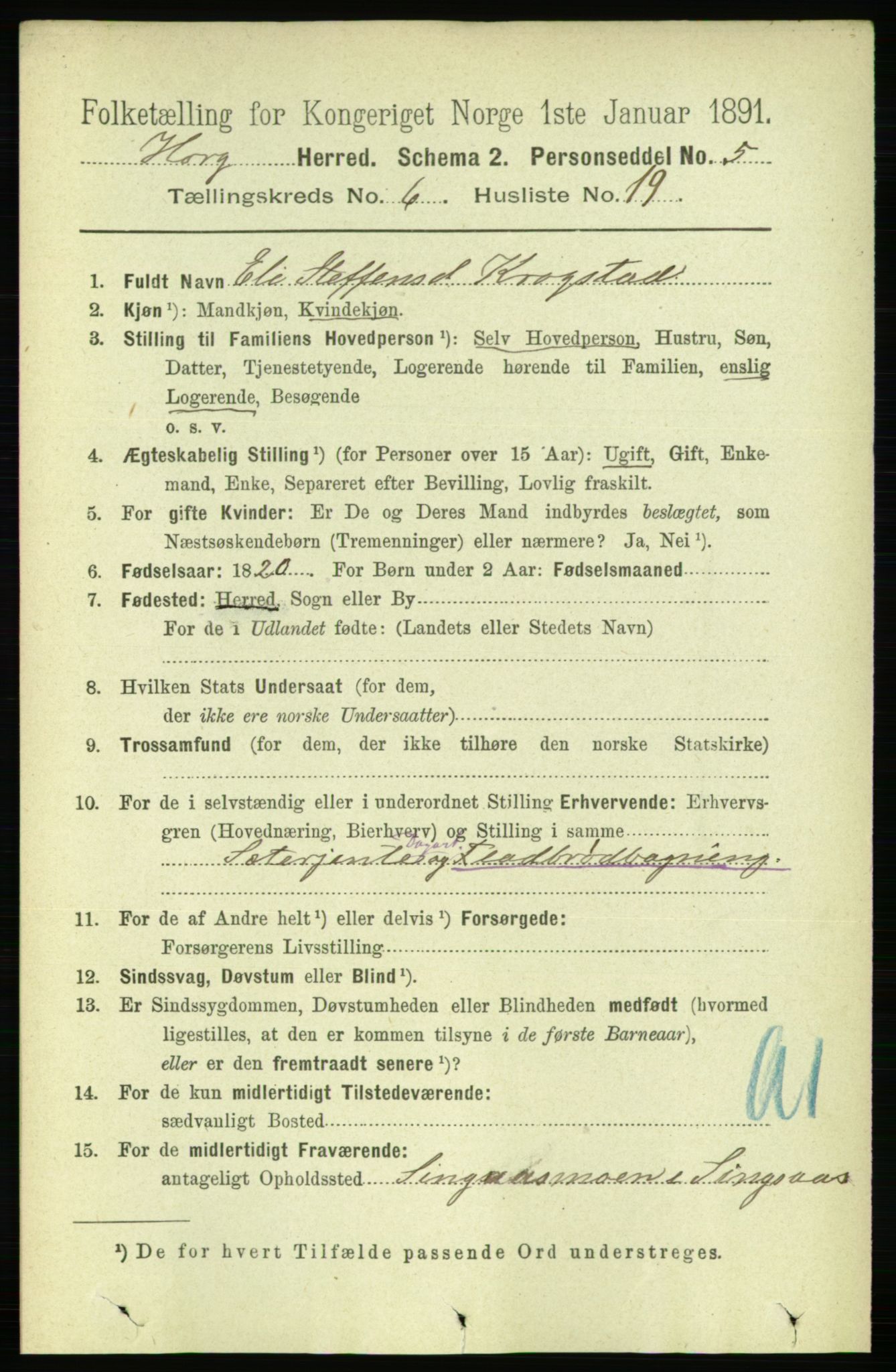 RA, 1891 census for 1650 Horg, 1891, p. 2517