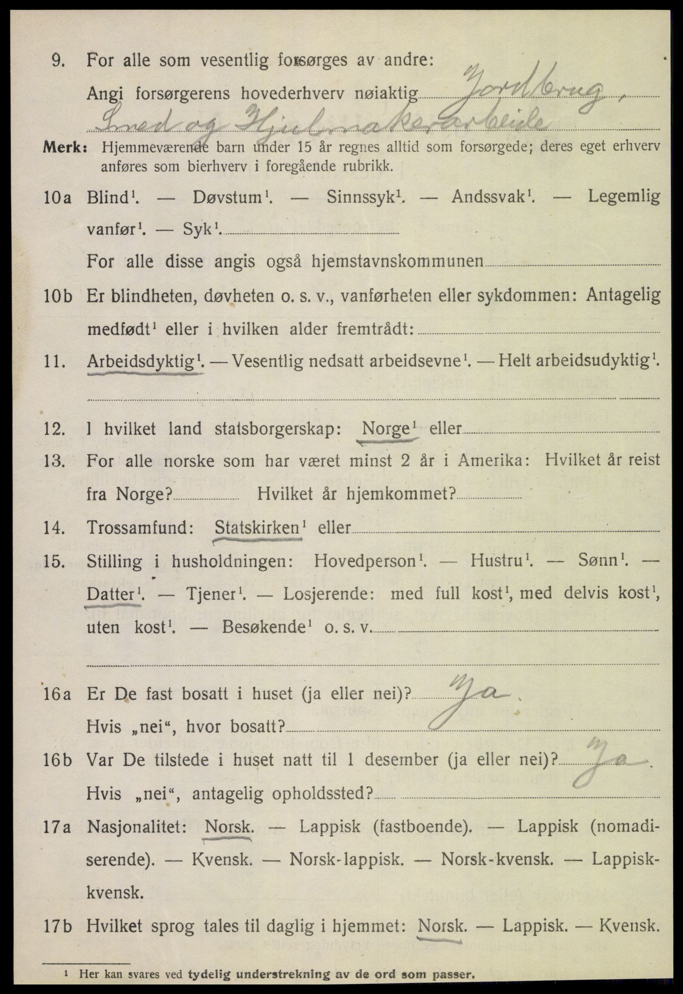 SAT, 1920 census for Tjøtta, 1920, p. 4062