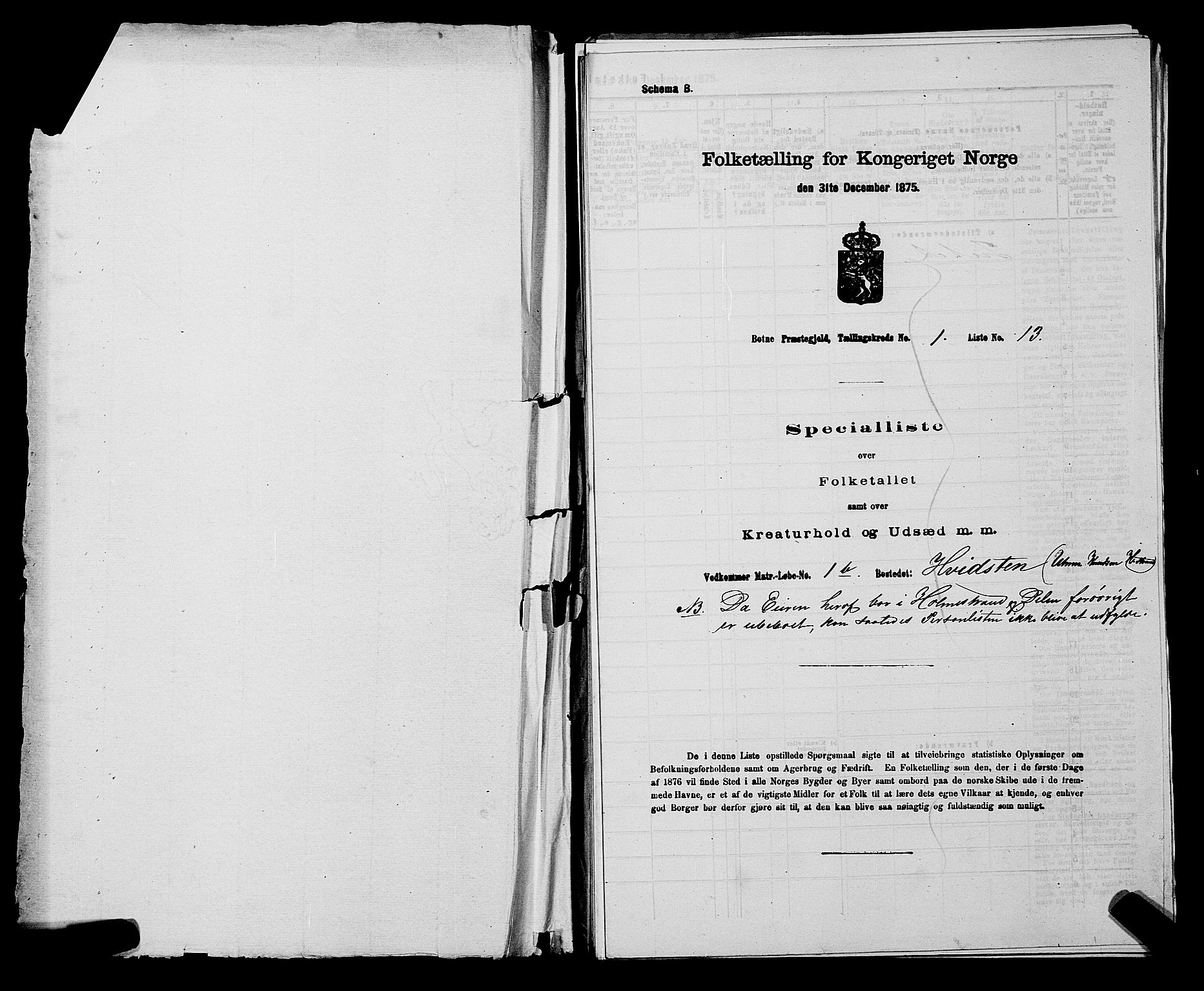 SAKO, 1875 census for 0715P Botne, 1875, p. 48
