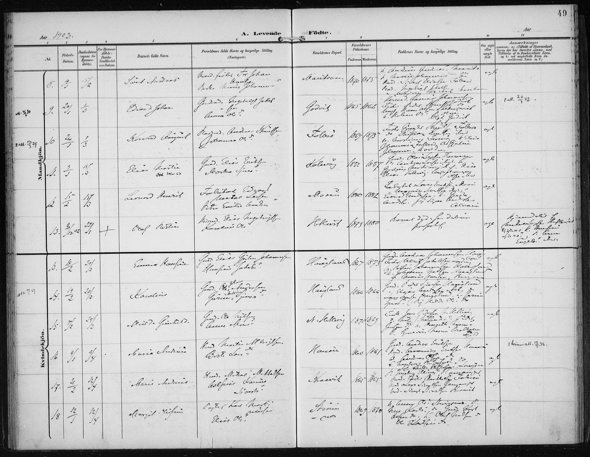 Askøy Sokneprestembete, AV/SAB-A-74101/H/Ha/Haa/Haac/L0001: Parish register (official) no. C 1, 1899-1905, p. 49