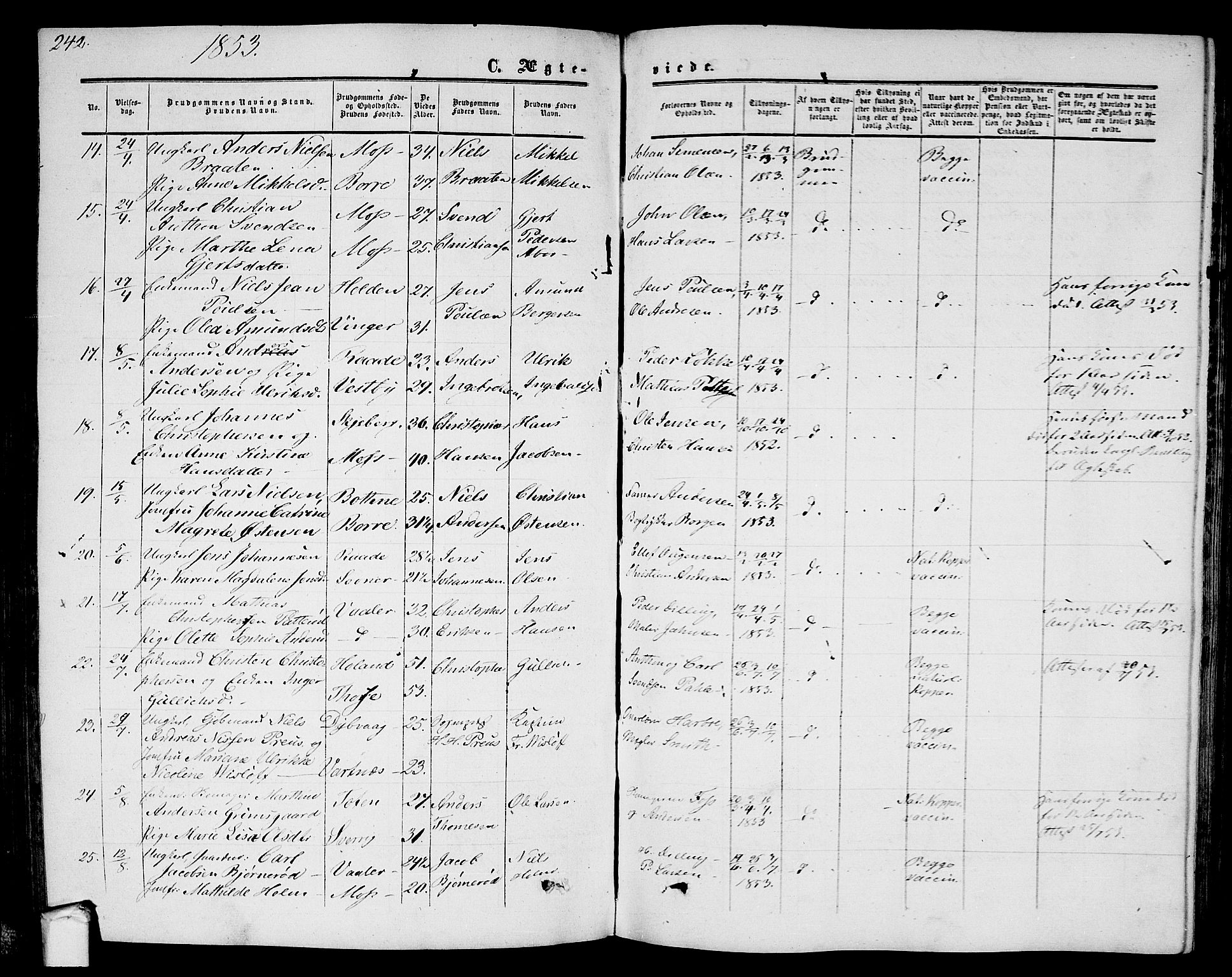Moss prestekontor Kirkebøker, AV/SAO-A-2003/G/Ga/L0002: Parish register (copy) no. I 2, 1852-1871, p. 242