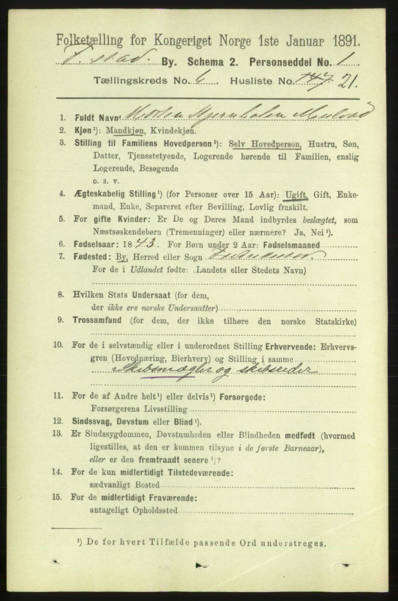 RA, 1891 census for 0103 Fredrikstad, 1891, p. 7832