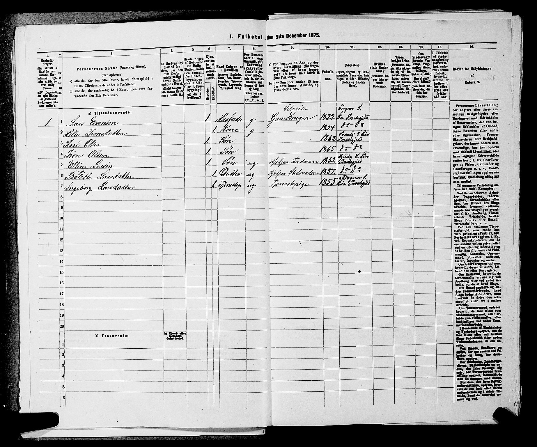 SAKO, 1875 census for 0626P Lier, 1875, p. 1618