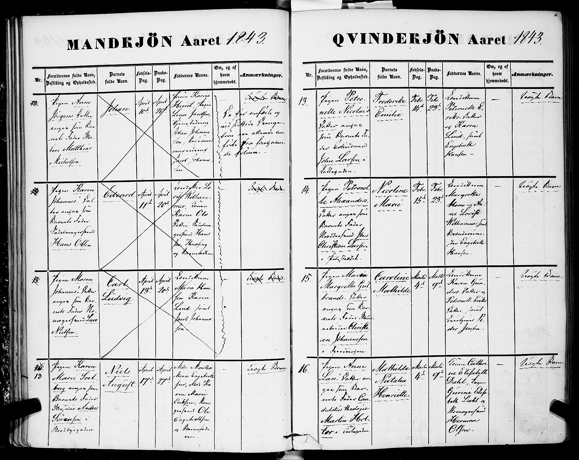 Rikshospitalet prestekontor Kirkebøker, AV/SAO-A-10309b/F/L0003: Parish register (official) no. 3, 1841-1853, p. 46