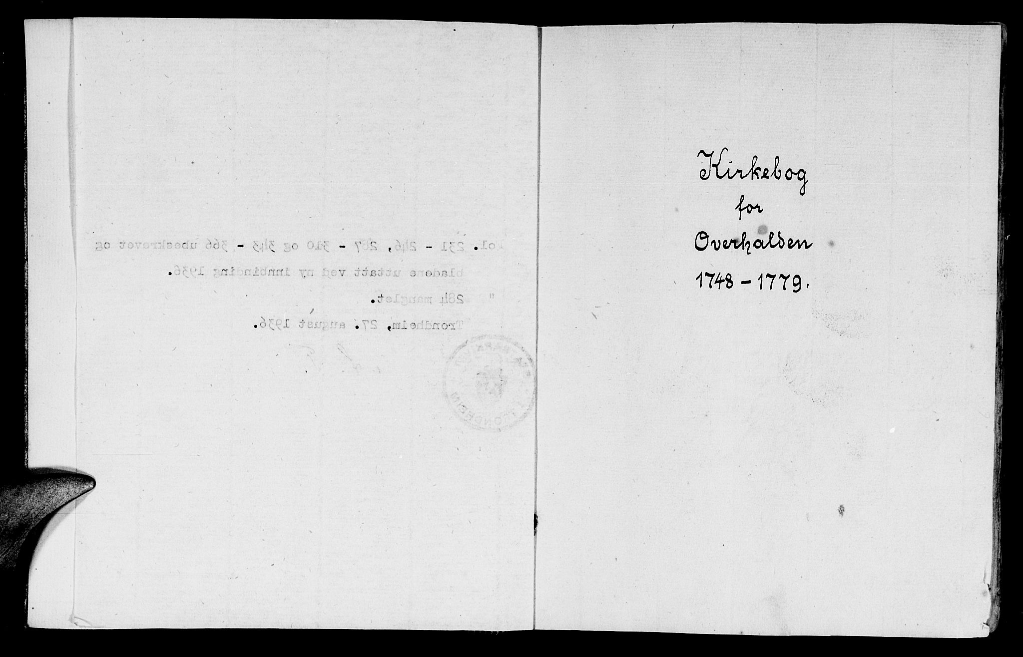 Ministerialprotokoller, klokkerbøker og fødselsregistre - Nord-Trøndelag, SAT/A-1458/764/L0542: Parish register (official) no. 764A02, 1748-1779