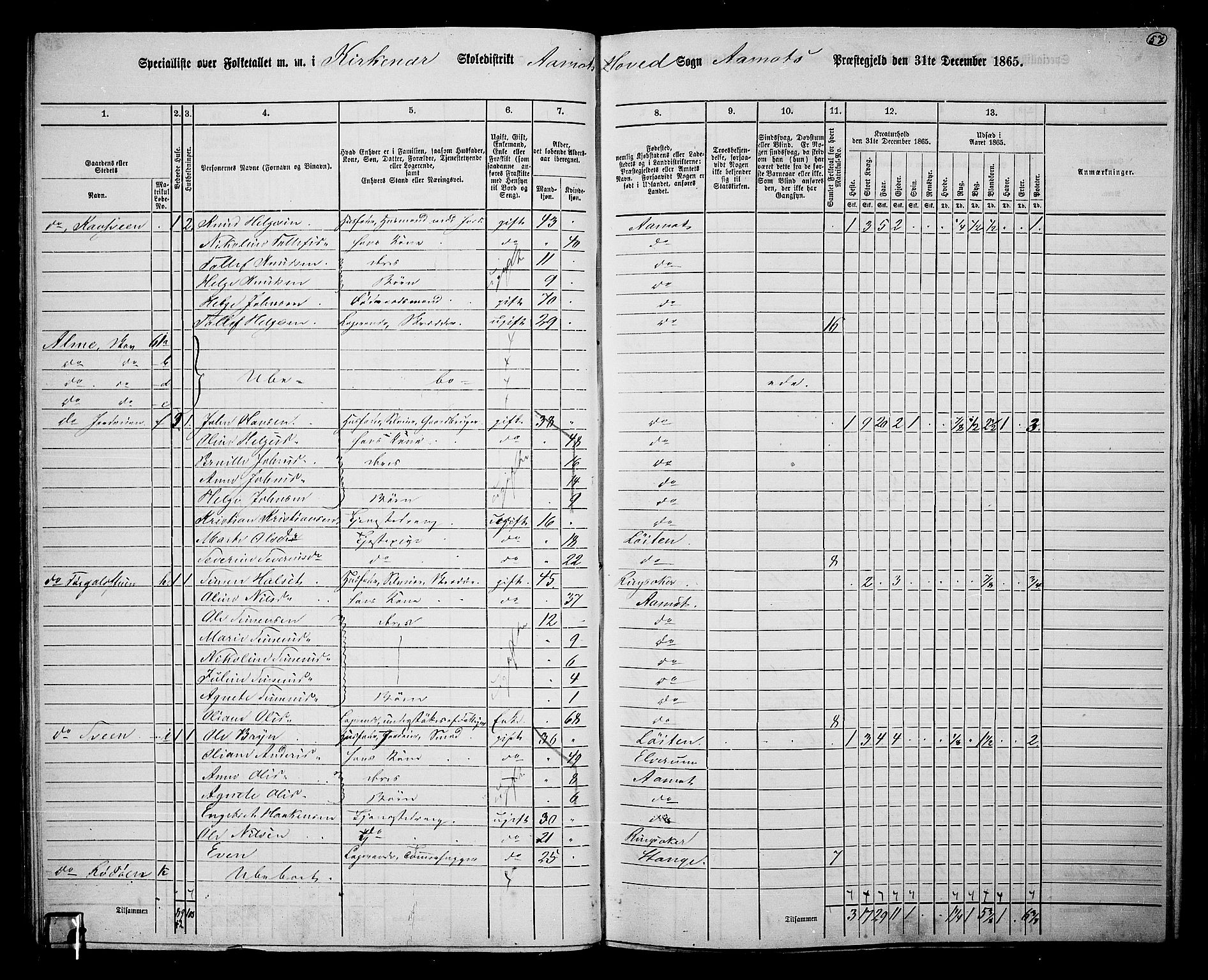 RA, 1865 census for Åmot, 1865, p. 54