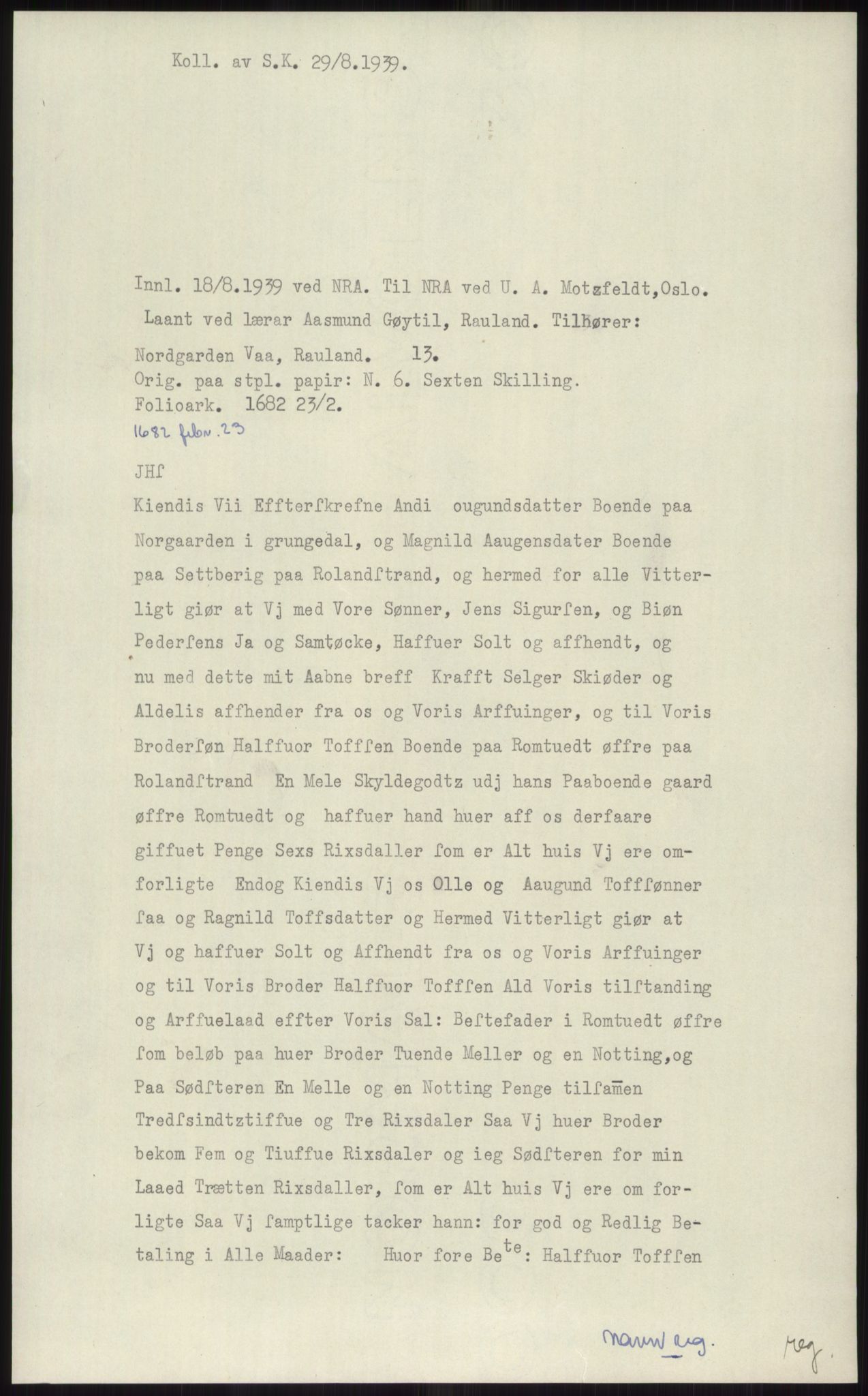 Samlinger til kildeutgivelse, Diplomavskriftsamlingen, AV/RA-EA-4053/H/Ha, p. 3880