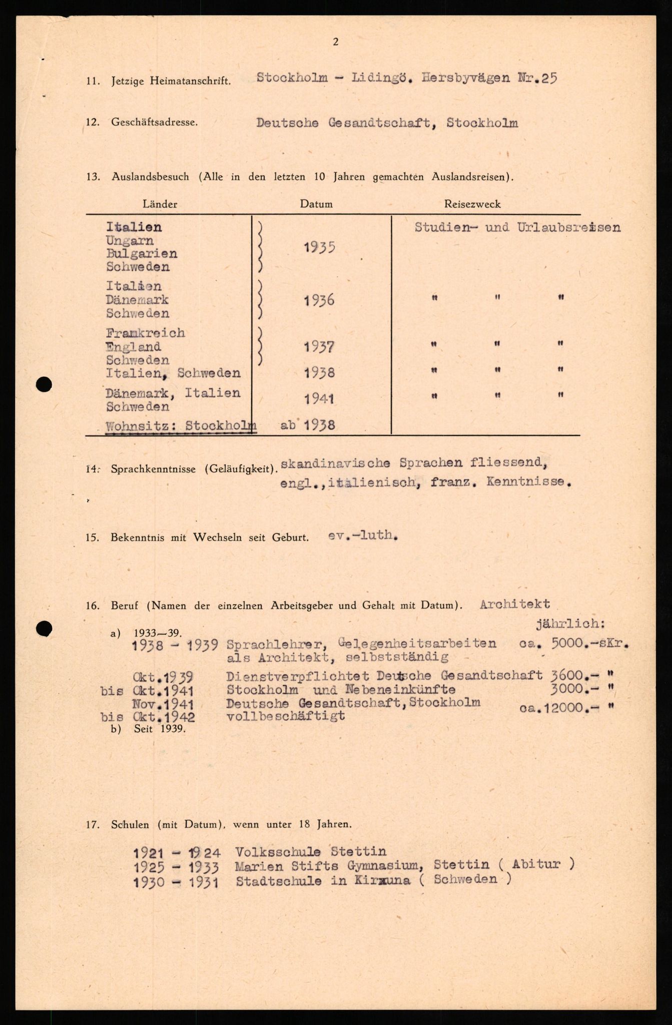 Forsvaret, Forsvarets overkommando II, AV/RA-RAFA-3915/D/Db/L0030: CI Questionaires. Tyske okkupasjonsstyrker i Norge. Tyskere., 1945-1946, p. 208