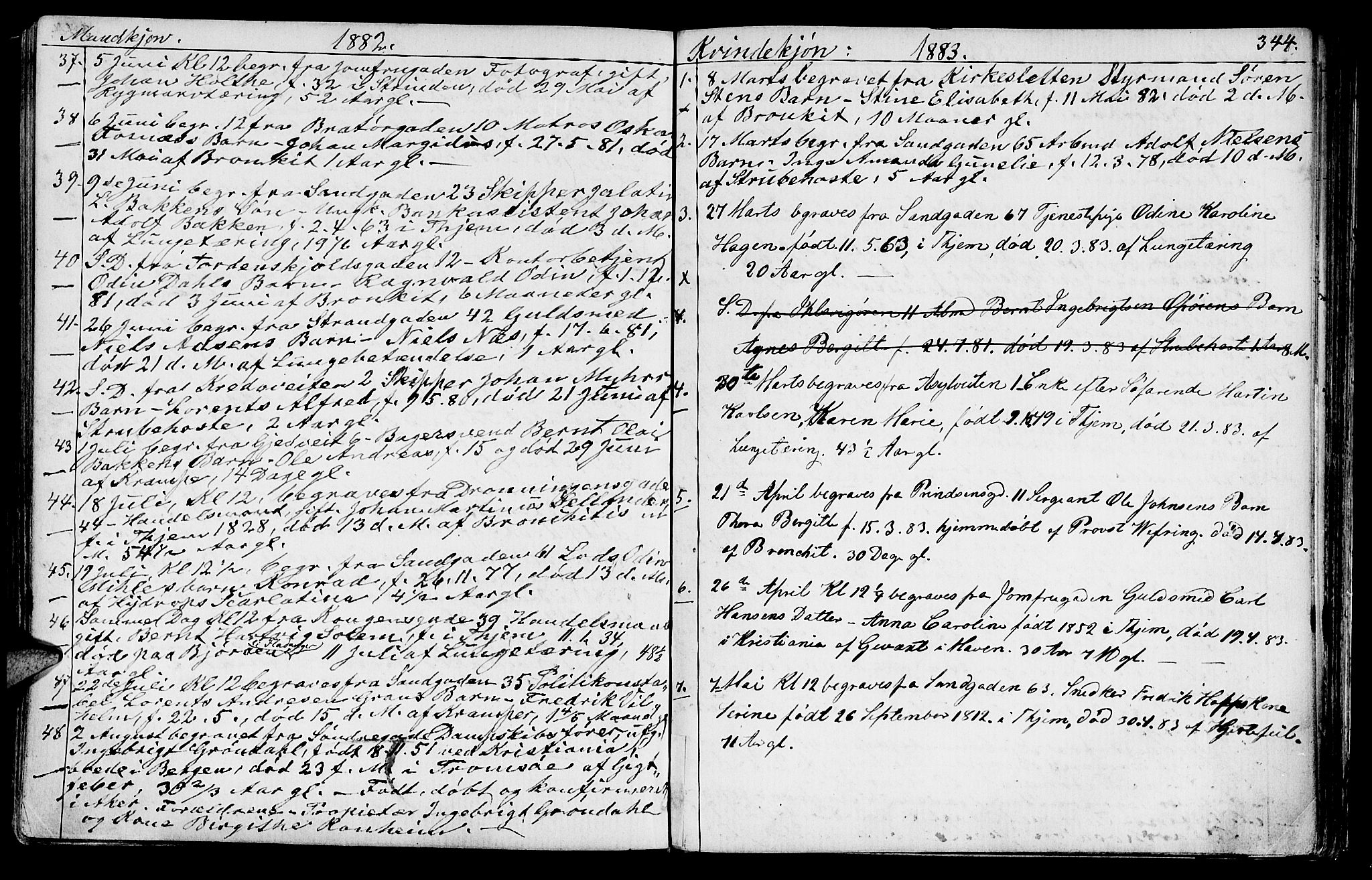 Ministerialprotokoller, klokkerbøker og fødselsregistre - Sør-Trøndelag, SAT/A-1456/602/L0142: Parish register (copy) no. 602C10, 1872-1894, p. 344