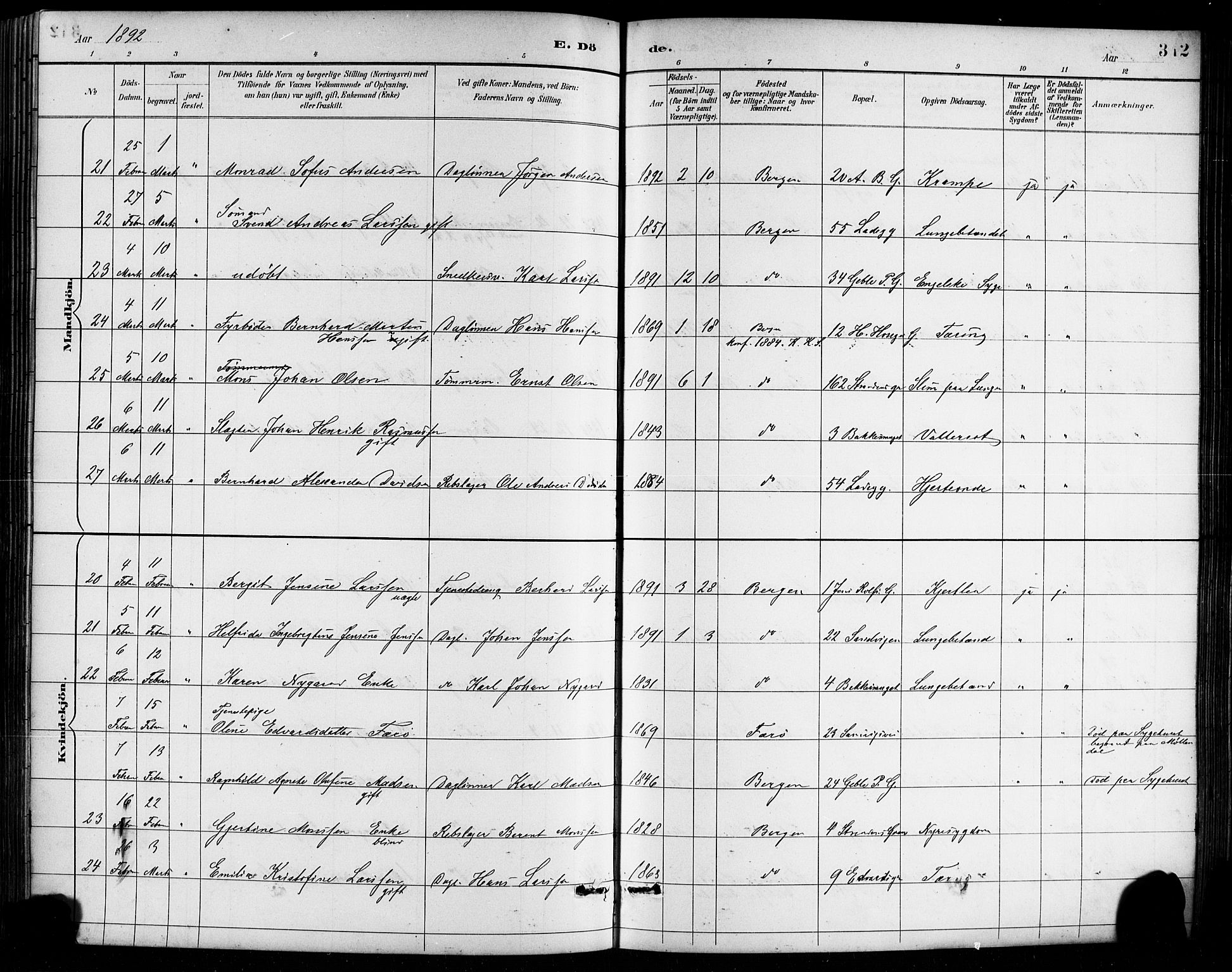 Sandviken Sokneprestembete, AV/SAB-A-77601/H/Hb/L0002: Parish register (copy) no. A 3, 1888-1902, p. 342