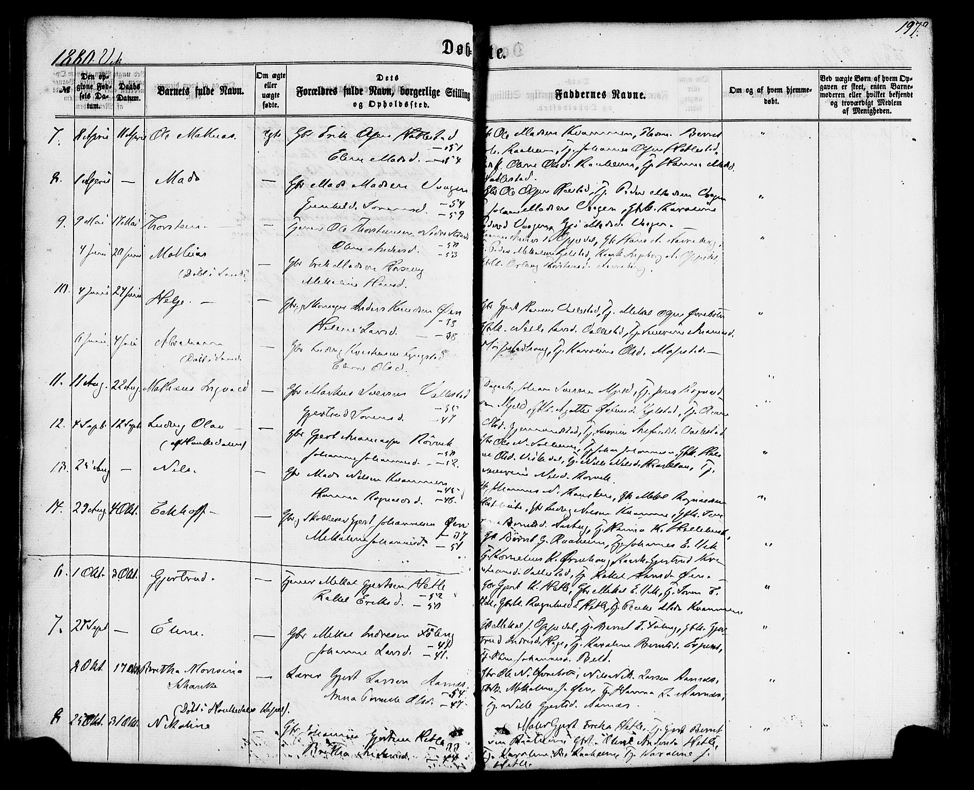 Gaular sokneprestembete, SAB/A-80001/H/Haa: Parish register (official) no. A 5, 1860-1881, p. 197