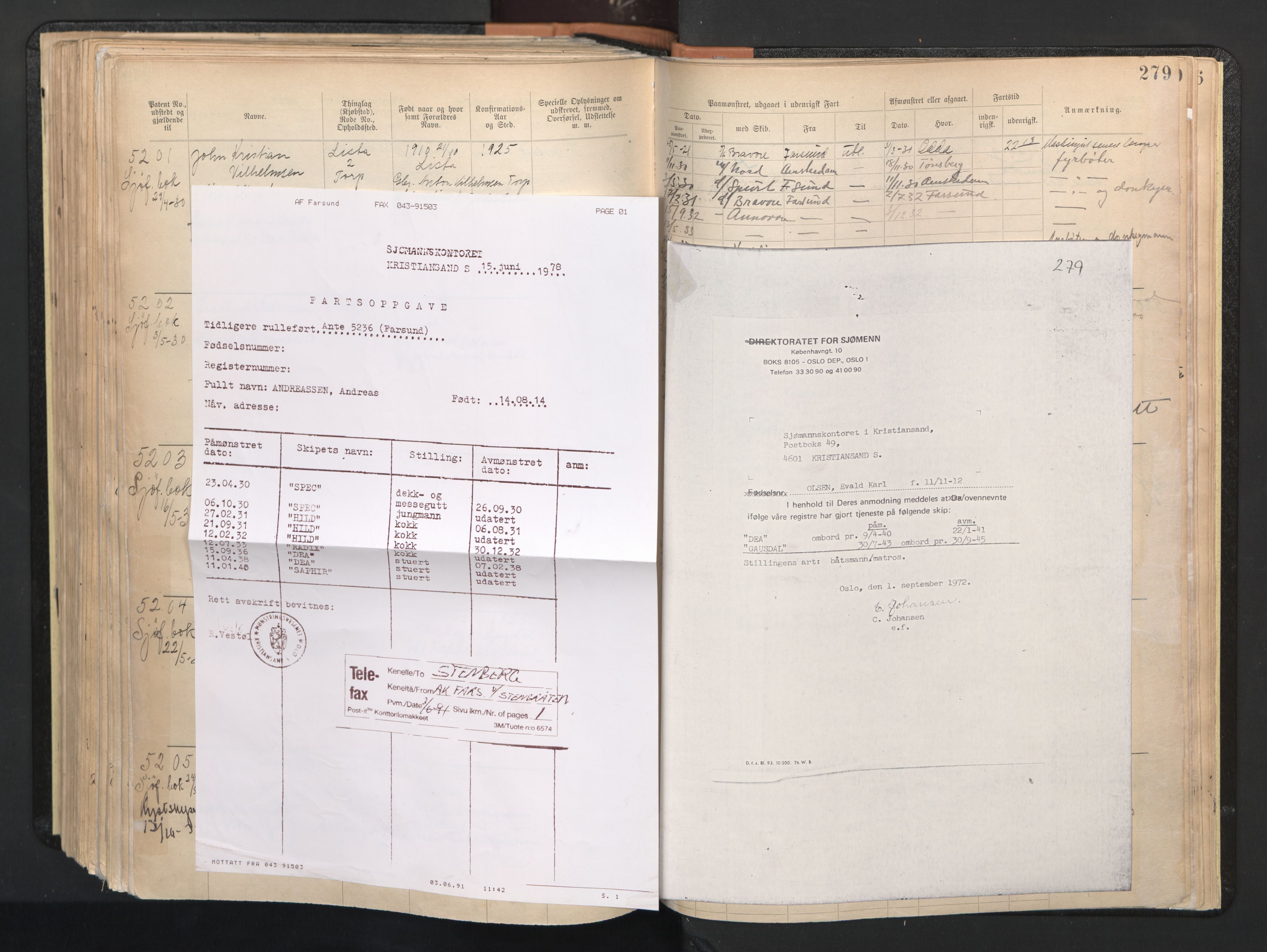 Farsund mønstringskrets, AV/SAK-2031-0017/F/Fa/L0003: Annotasjonsrulle nr 3816-5304 med register, M-3, 1894-1948, p. 315