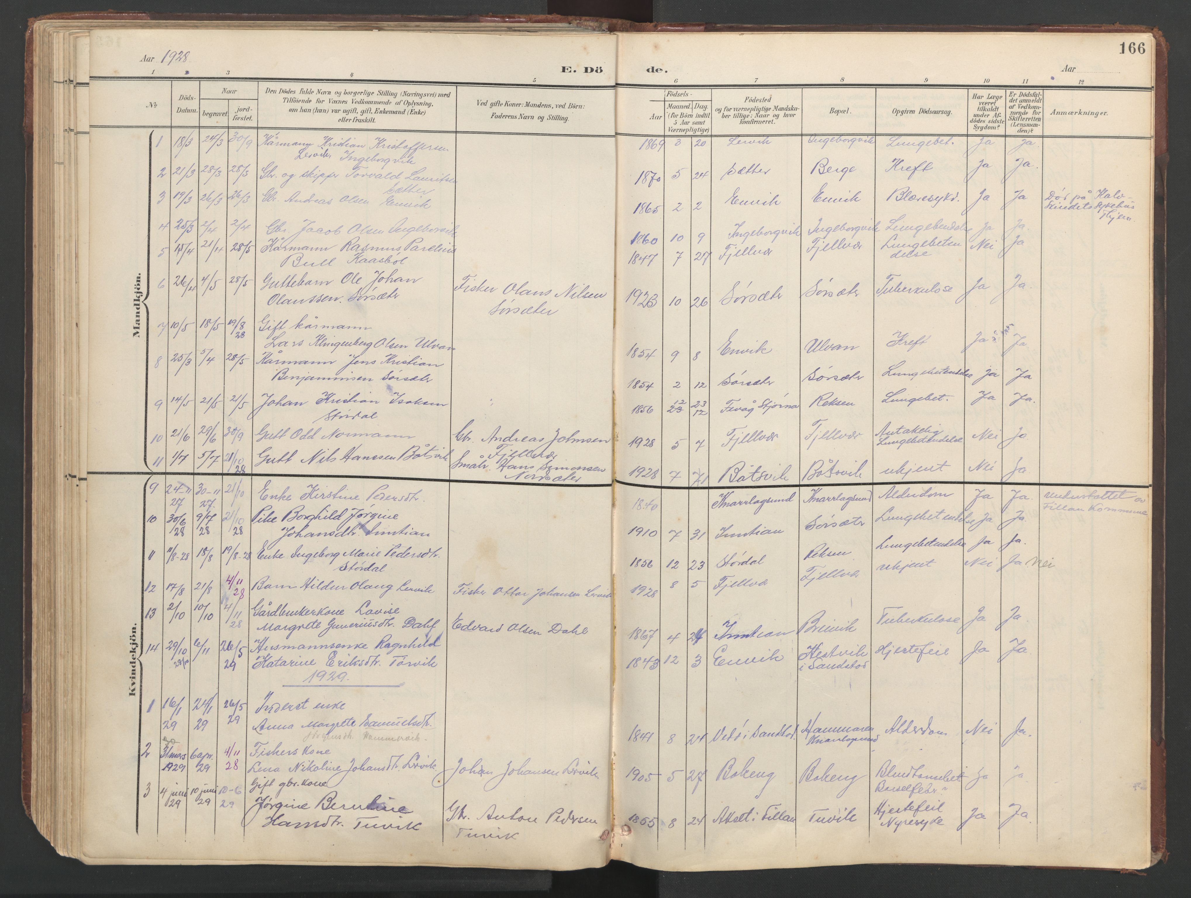 Ministerialprotokoller, klokkerbøker og fødselsregistre - Sør-Trøndelag, SAT/A-1456/638/L0571: Parish register (copy) no. 638C03, 1901-1930, p. 166