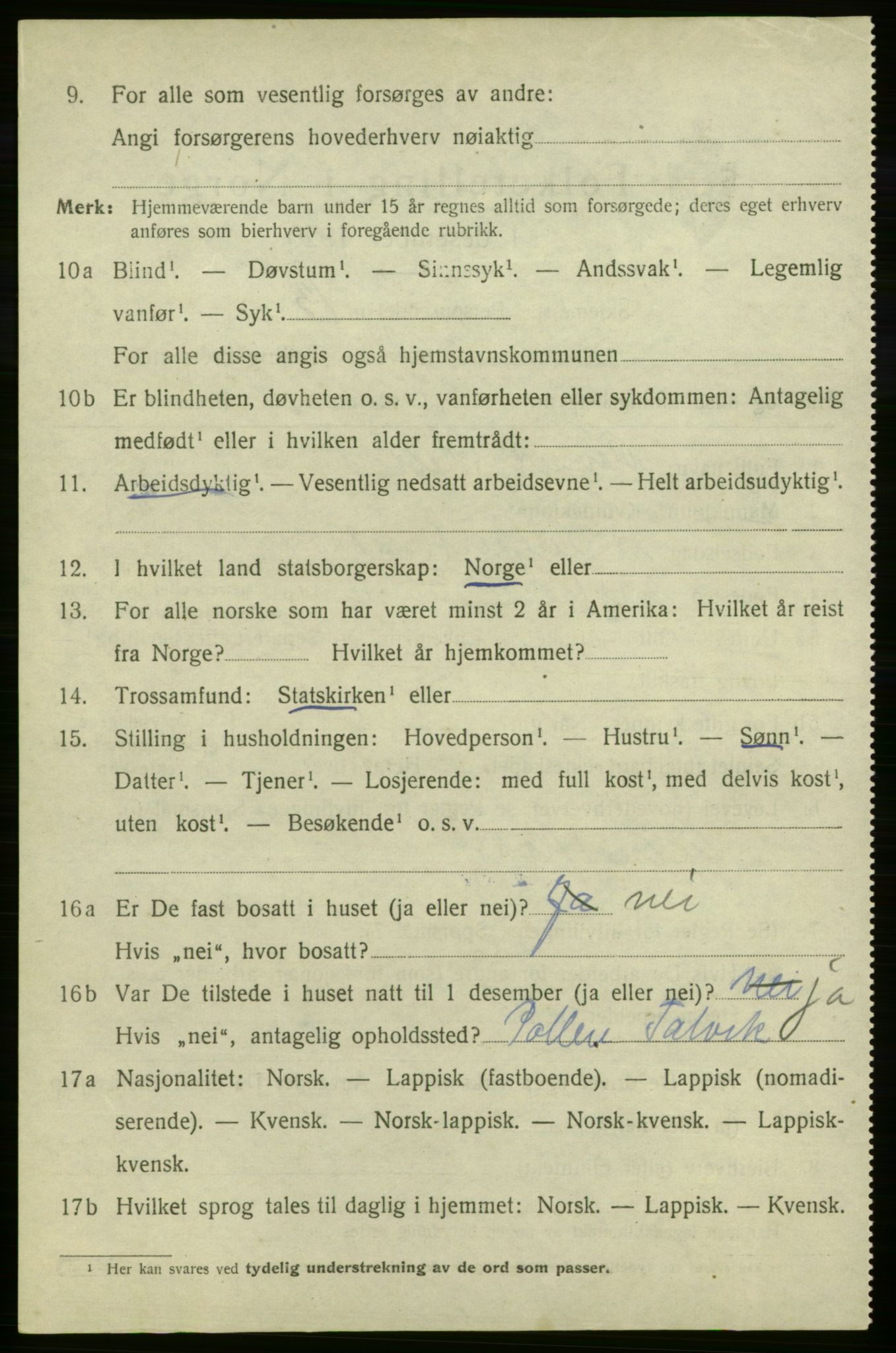 SATØ, 1920 census for Talvik, 1920, p. 4043