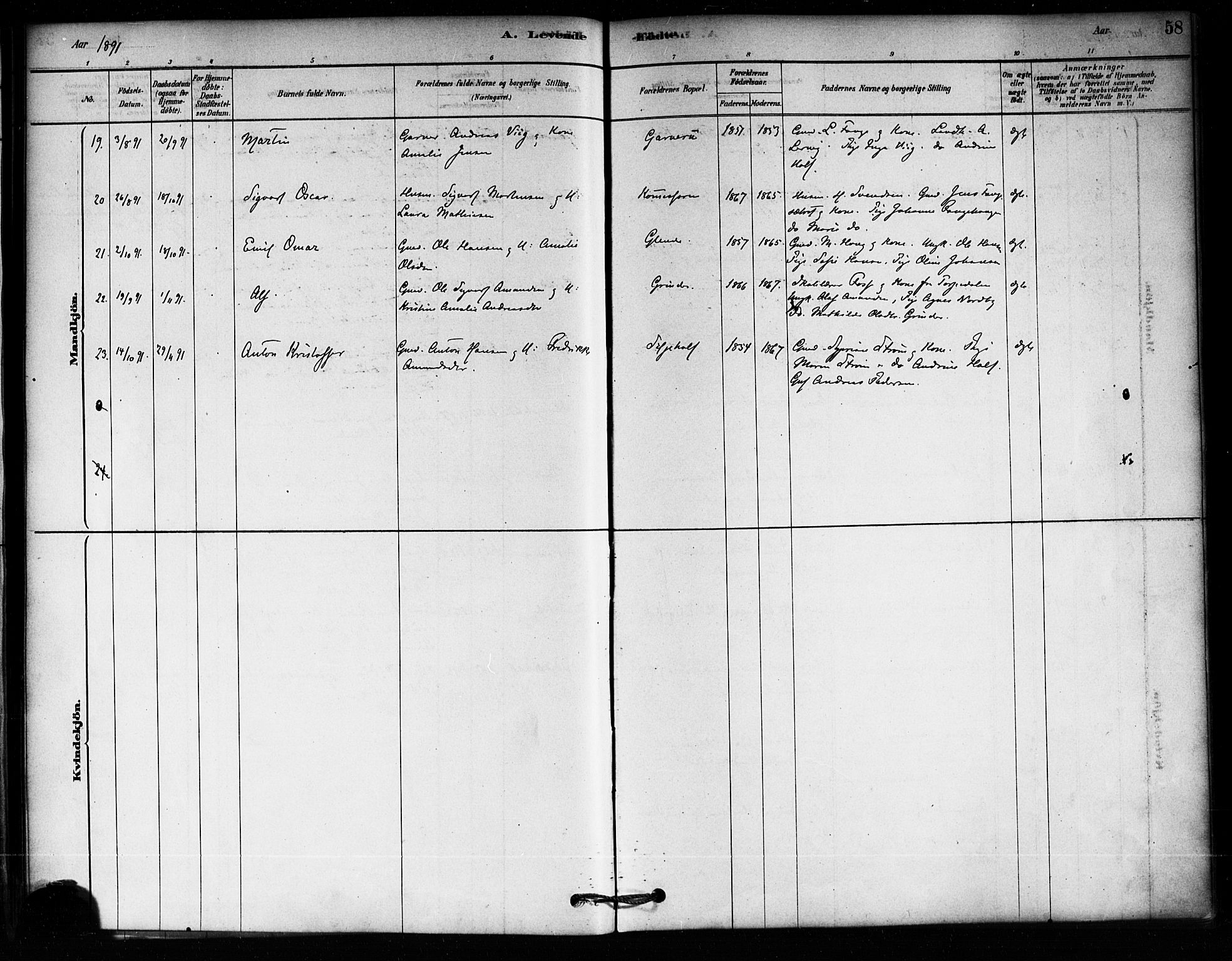 Aremark prestekontor Kirkebøker, AV/SAO-A-10899/F/Fa/L0005: Parish register (official) no. I 5, 1878-1897, p. 58