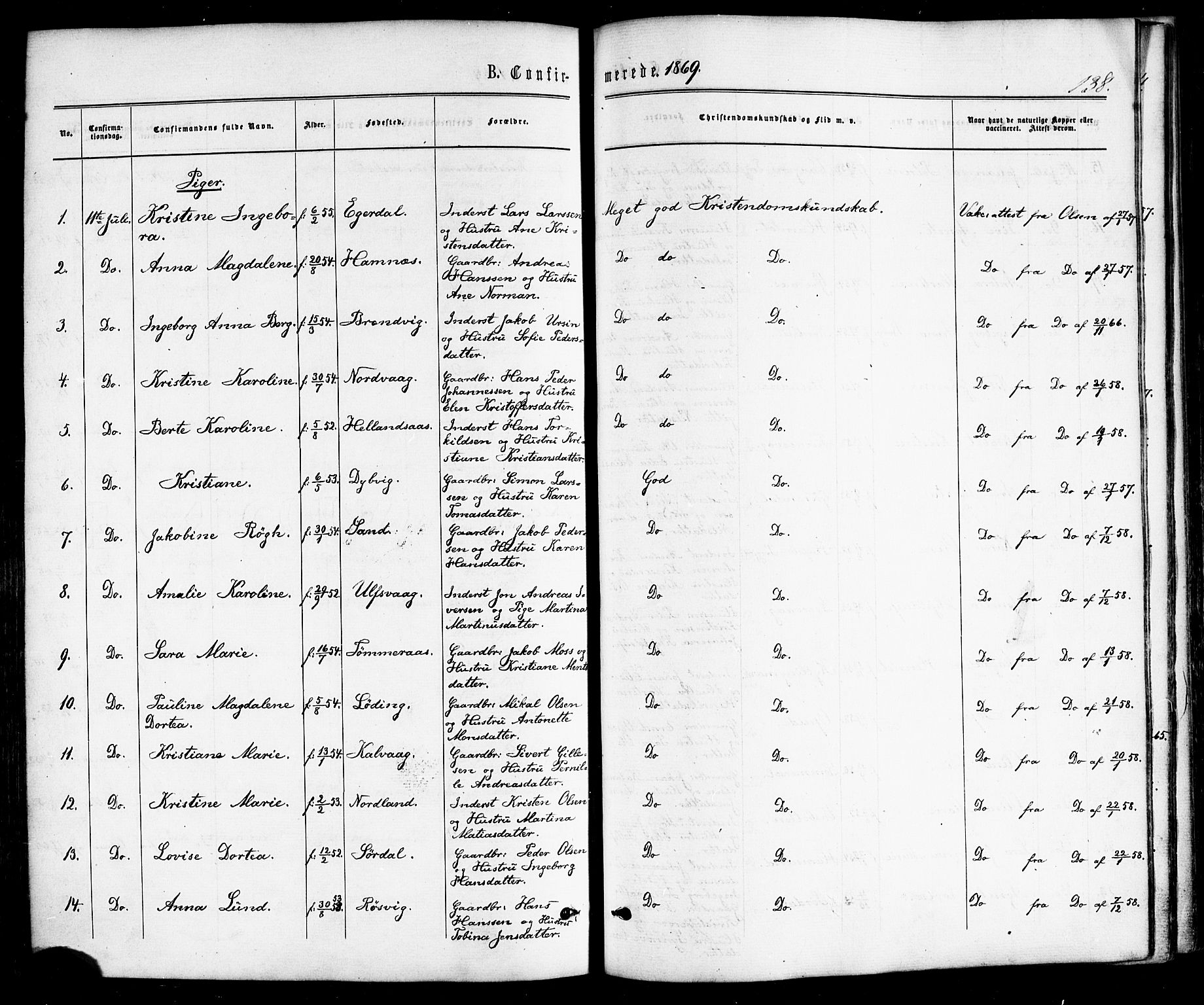 Ministerialprotokoller, klokkerbøker og fødselsregistre - Nordland, SAT/A-1459/859/L0845: Parish register (official) no. 859A05, 1863-1877, p. 138
