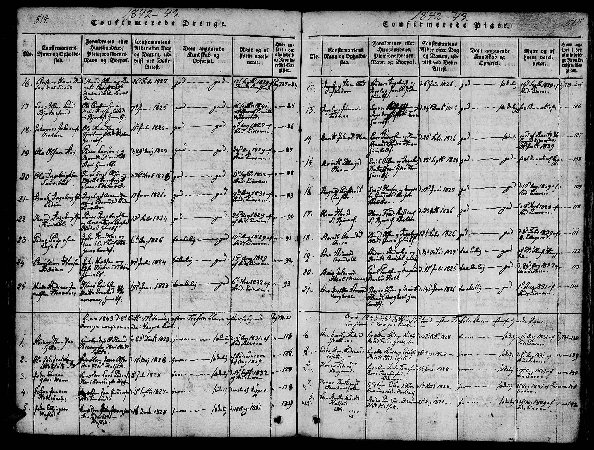 Ministerialprotokoller, klokkerbøker og fødselsregistre - Møre og Romsdal, AV/SAT-A-1454/565/L0747: Parish register (official) no. 565A01, 1817-1844, p. 514-515