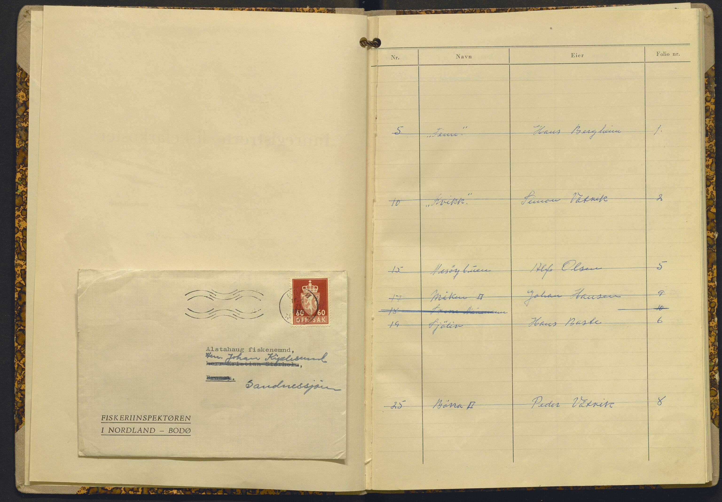 Fiskeridirektoratet - 1 Adm. ledelse - 13 Båtkontoret, AV/SAB-A-2003/I/Ia/Iac/L0156: 135.0351/1 Merkeprotokoll - Sandnessjøen, 1962-1964